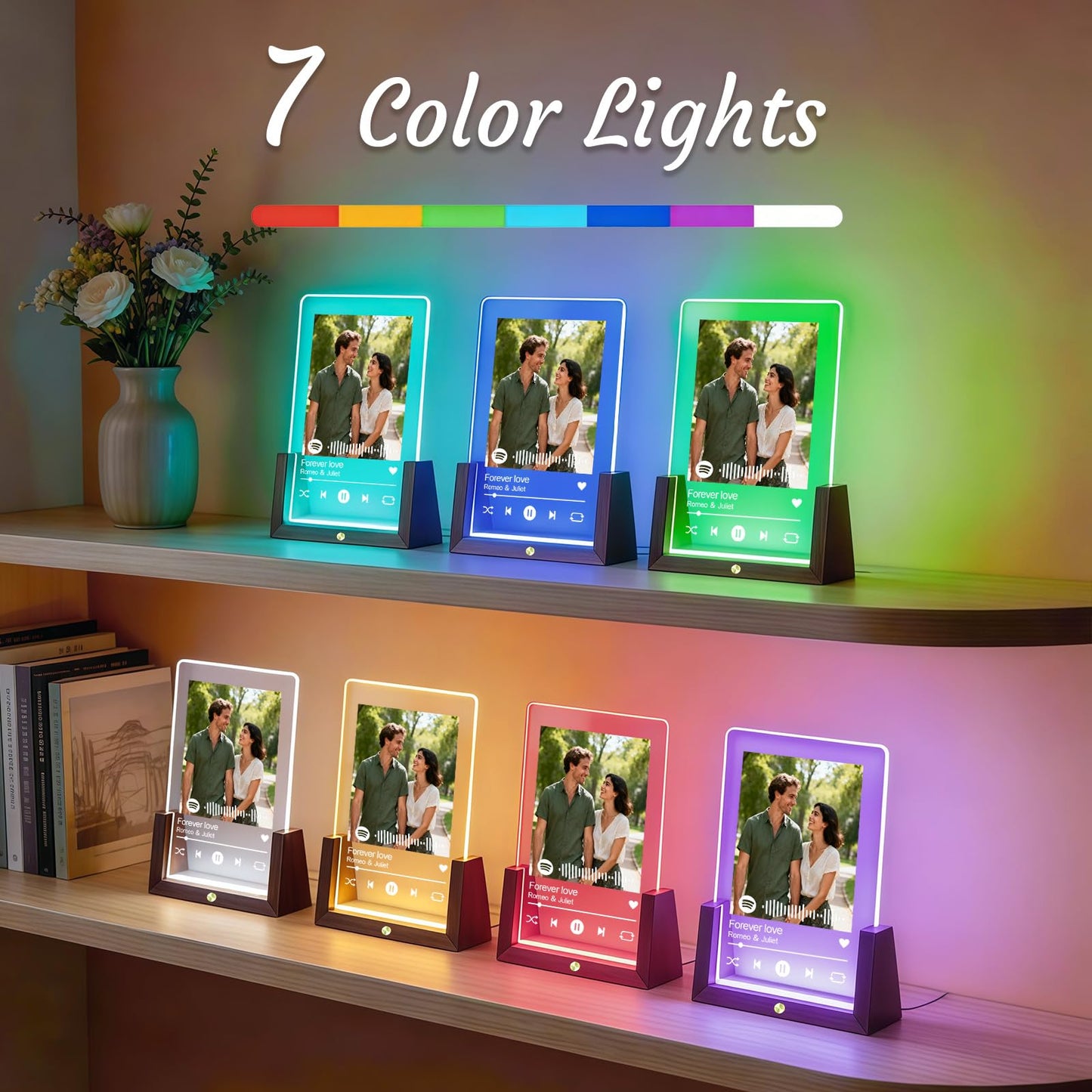 Custom Spotify Plaque, Custom Picture Frames, Light Up Picture Frame for Girlfriend Boyfriend, Acrylic Song Plaque Photo Frame, Personalized Gifts for Women Men Her Him Anniversary Valentines Birthday