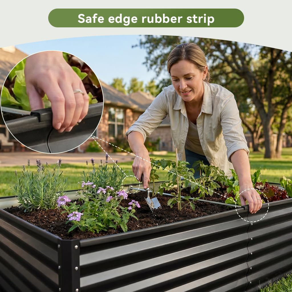 COMHOMA Galvanized Raised Garden Bed,6x3x2ft Large Metal Planter Box for Outdoor Vegetables,Corrugated Steel Herbed Plants Container,Extra Deep Gardeners Kits with Open Bottom