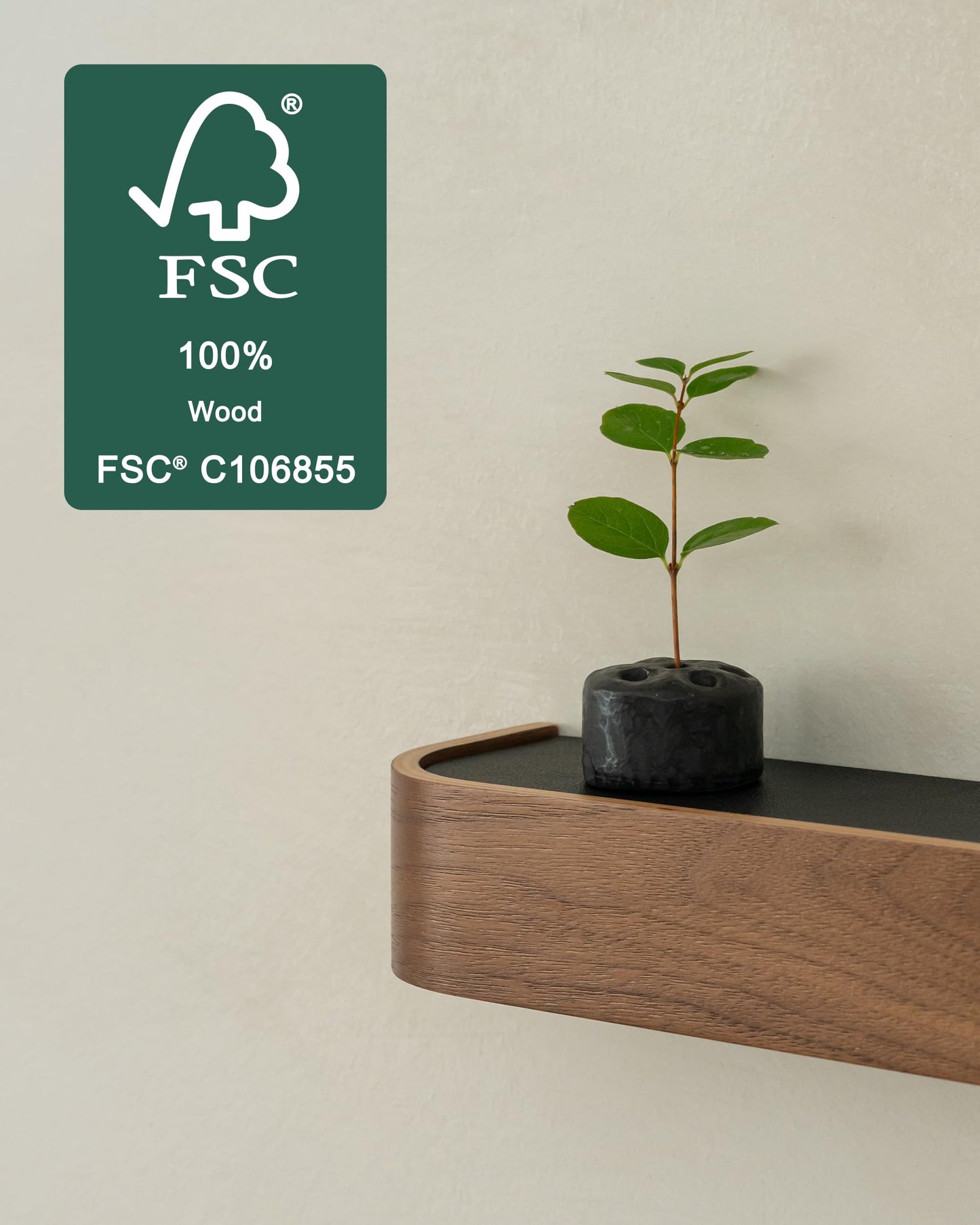 Kazai. Key Holder 'Toke' | Minimalist Key Hook Design from Berlin | Modern Key Holder Wall Mount with Wooden Shelf | Key Rack for Wall as Entryway Organizer | Walnut