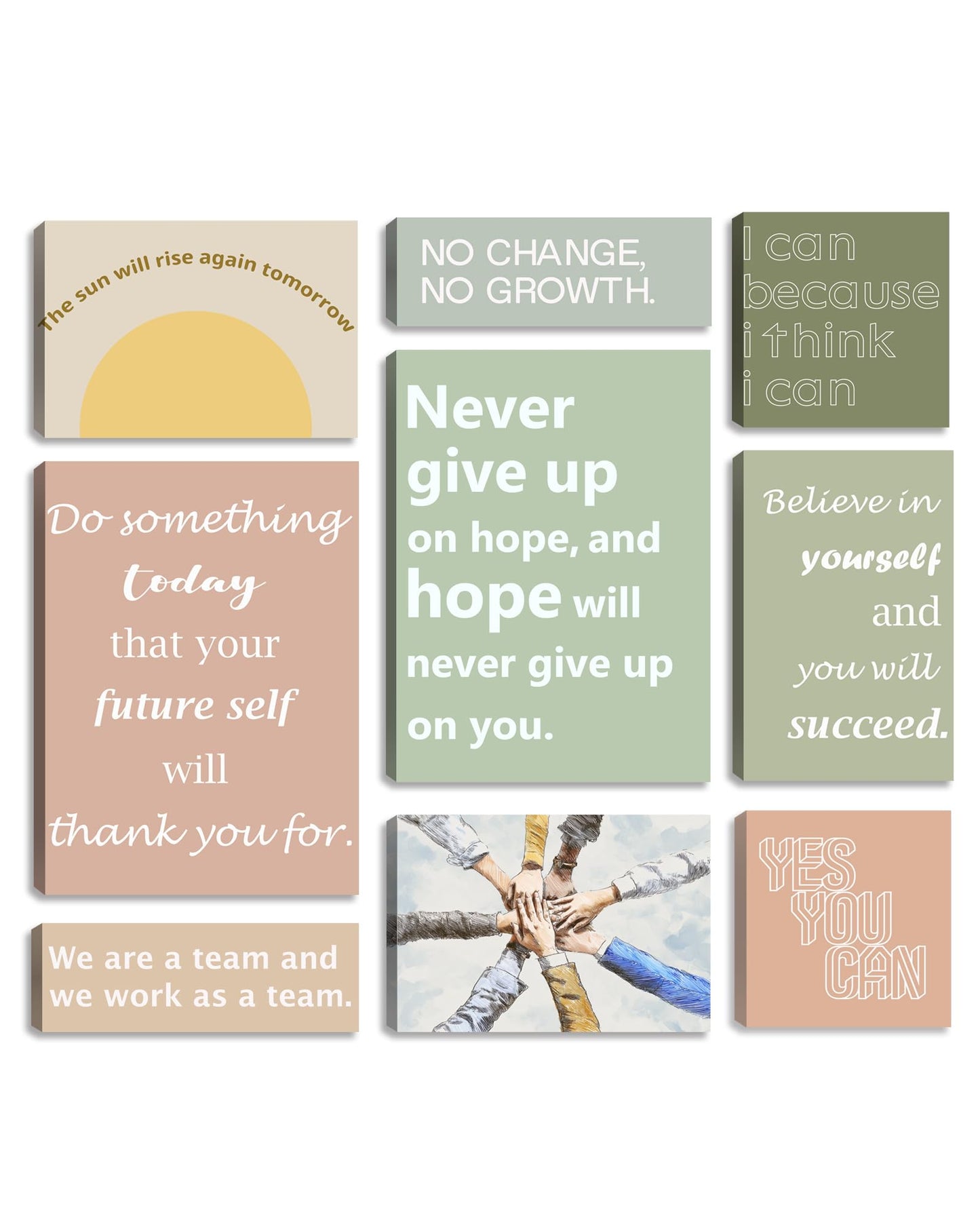 Motivational Wall Decor for Living Room Inspirational Wall Art Motivational Quotes Posters Positive Affirmation Office Wall Decor Set of 9 Canvas Prints Framed Artwork
