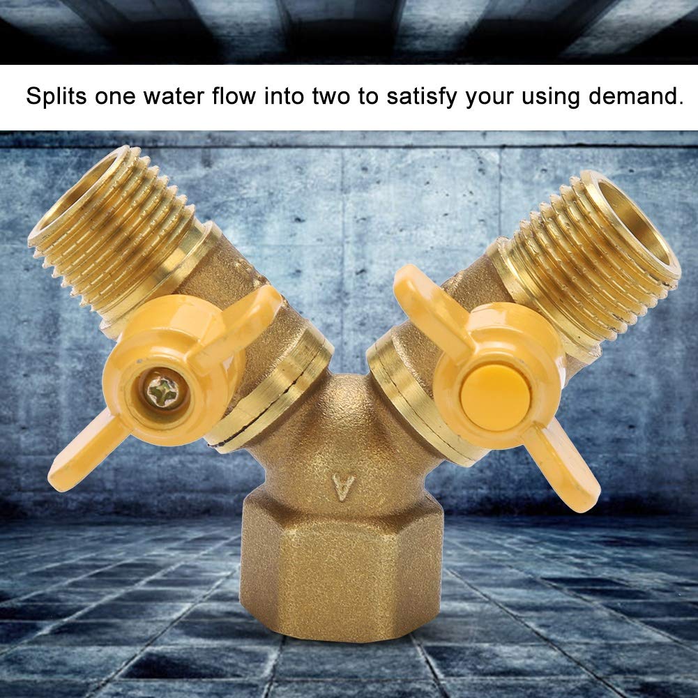 1/2 Inch Water Hose Splitter Washing Machine Splitter G1/2 Brass Garden Irrigation 2 Way Double Tap Hose Adapter Dual Faucet Connector
