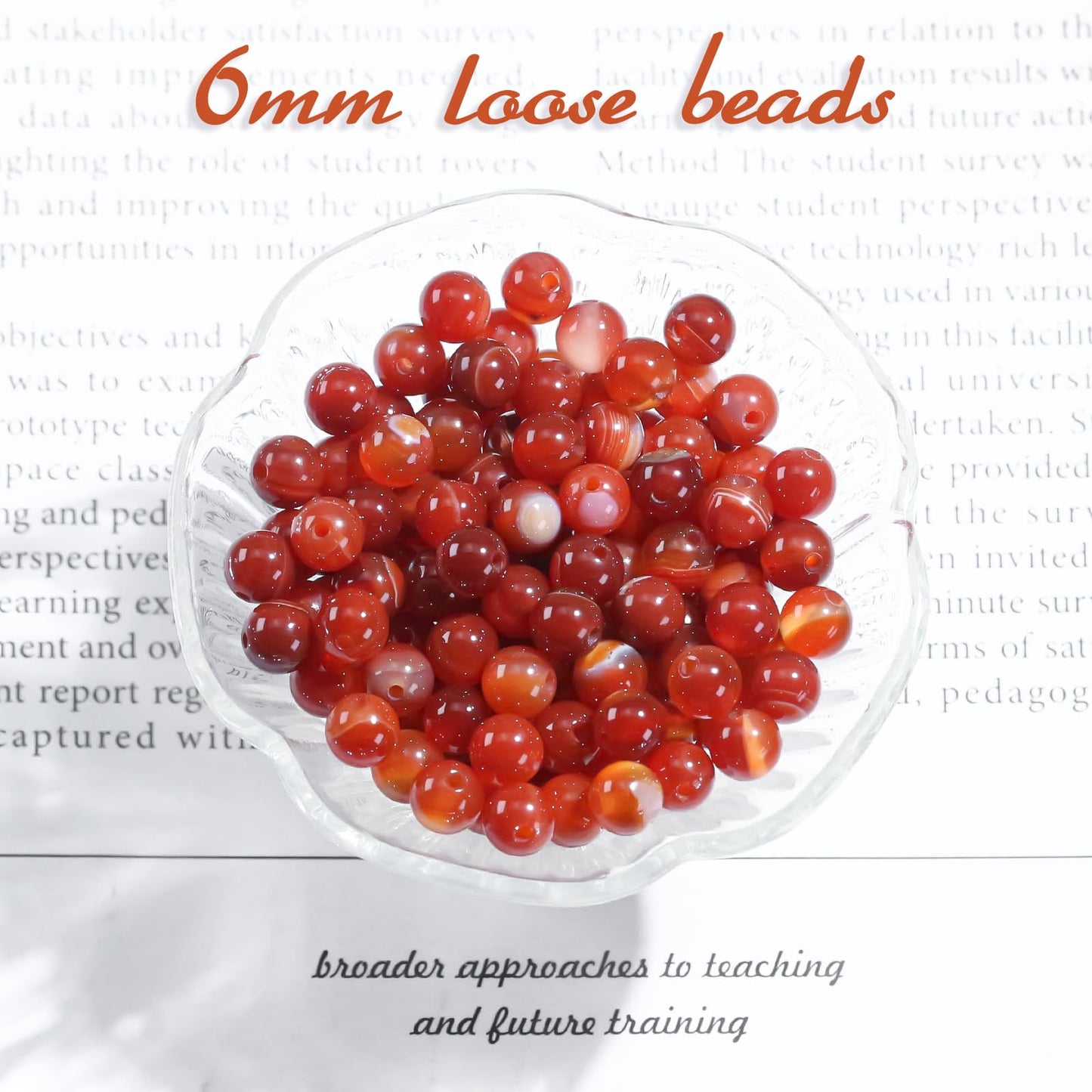 6mm Natural Gemstone Round Red Stripe Agate Loose Beads for Jewelry Making Bracelets Necklace Earrings Art Craft (60-62pcs/strand)