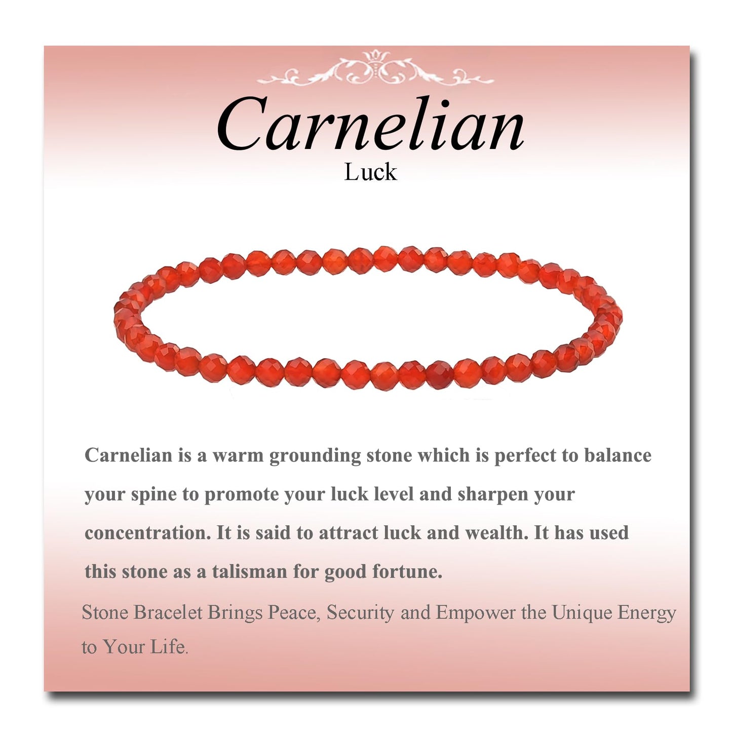 MASSIVE BEADS Natural Genuine Gemstone Beads Healing Crystal Chakra Reiki Jewelry Faceted Round Beads Bracelets (Carnelian, 3mm)