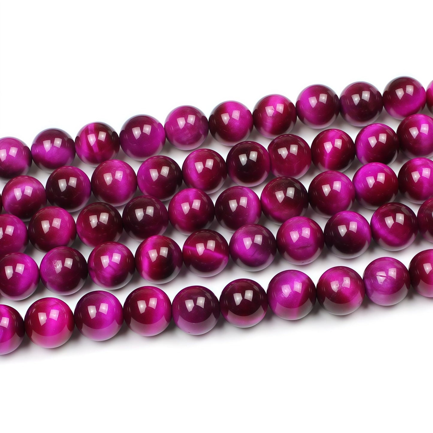 MJDCB Stone Beads 8mm 43pcs Round Rose Red Tiger's Eye Loose Gemstone Bead Charms for Jewelry Making Bracelet Necklace Earring Pendant