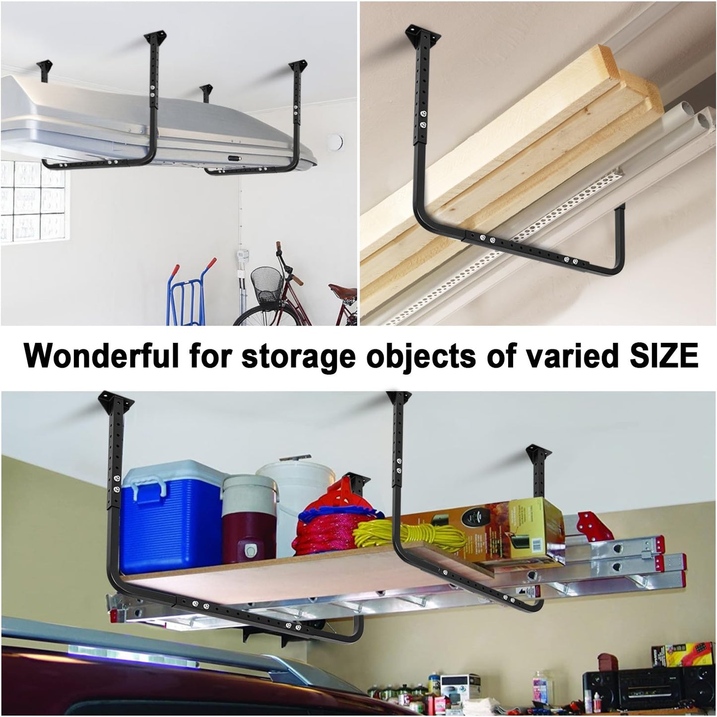 Colinktool Adjustable Ceiling Storage Racks, Overhead Storage Bracket, Heavy-Duty Shelves, 33 in. x 34 in, 200lbs Weight Capacity for Garage