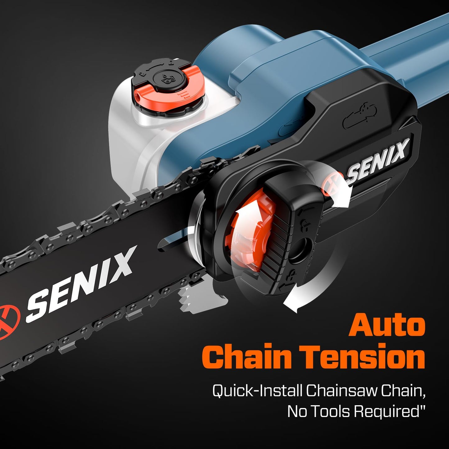 SENIX 10" Cordless Pole Saw, 60V Max 3.0Ah Battery Powered, Carbon Fiber Telescoping Pole (4.6-8.5 ft), 65.5 ft/s Cutting Speed for Tree Pruning and Branch Trimming