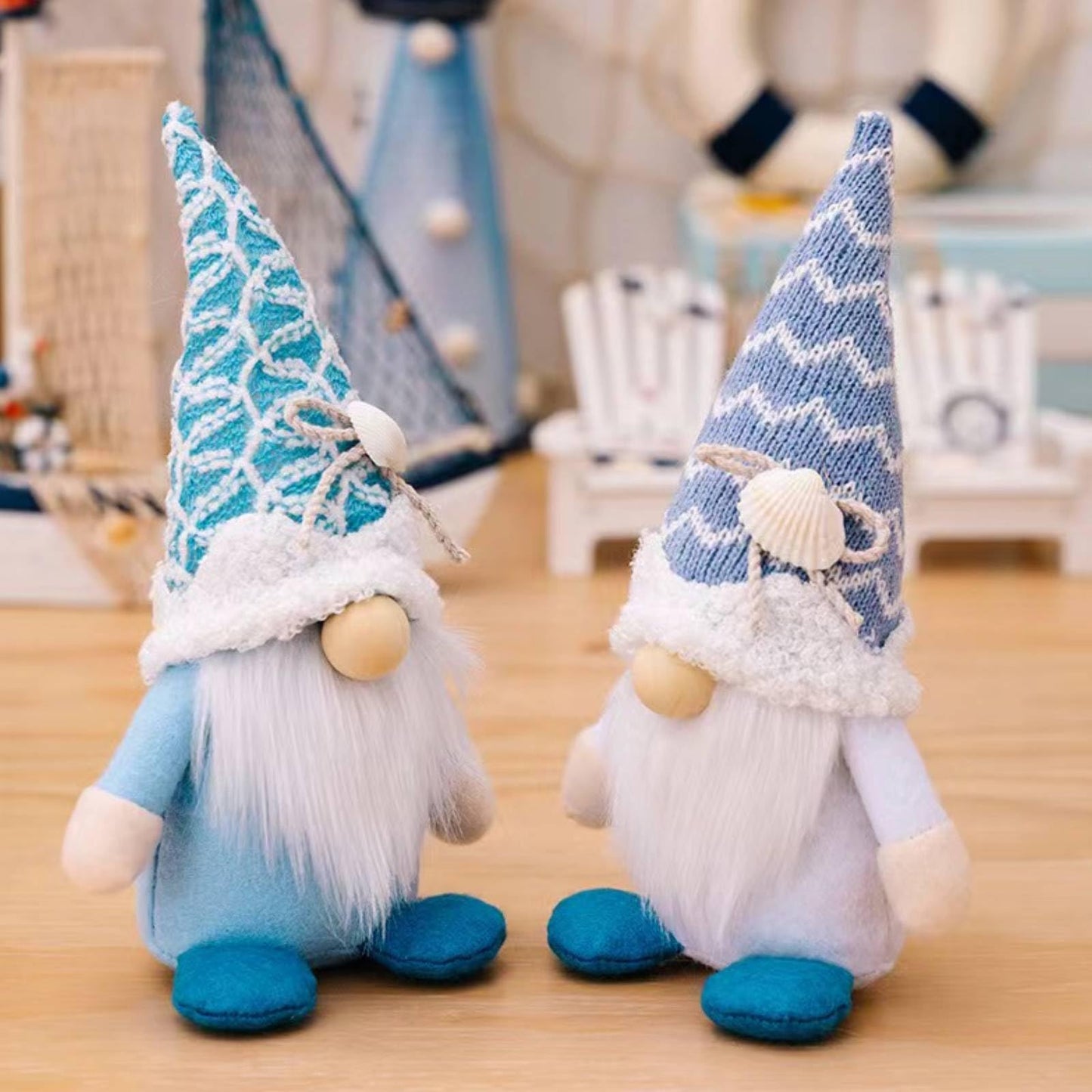 ALYRMEI Summer Gnomes Decorations, Beach Gnome Plush Decor for Home Ocean Day Gnomes Tiered Tray Decor Handmade Tomte Swedish Nisse Scandinavian Elf Dwarf,Birthday Gnome Gifts, White