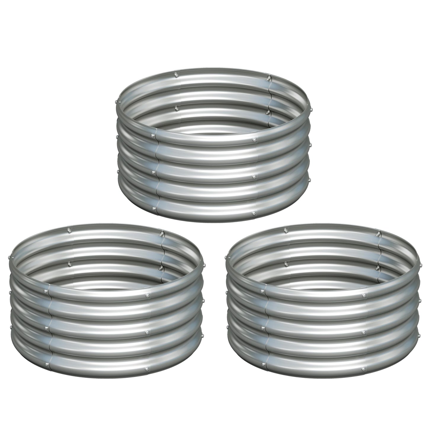 Yortrek 3Pack 2x2x1ft Galvanized Raised Garden Bed, Planter Raised Garden Beds Outdoor, Round Clearance Raised Garden Beds for Gardening Vegetables……