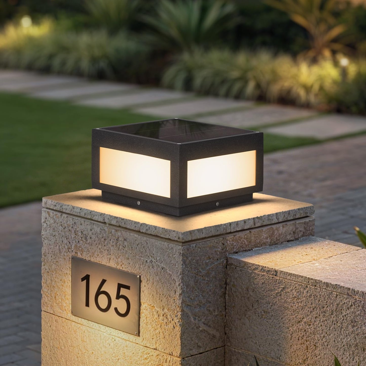 MVBT Solar Post Lights Waterproof, 10×10 Solar Pillar Lights Outdoor, 9.8" Outdoor Column Lights Dusk to Dawn, Modern Lamp Post Light Square, 3000K Solar Power Post Lantern for Fence Deck Gate Posts