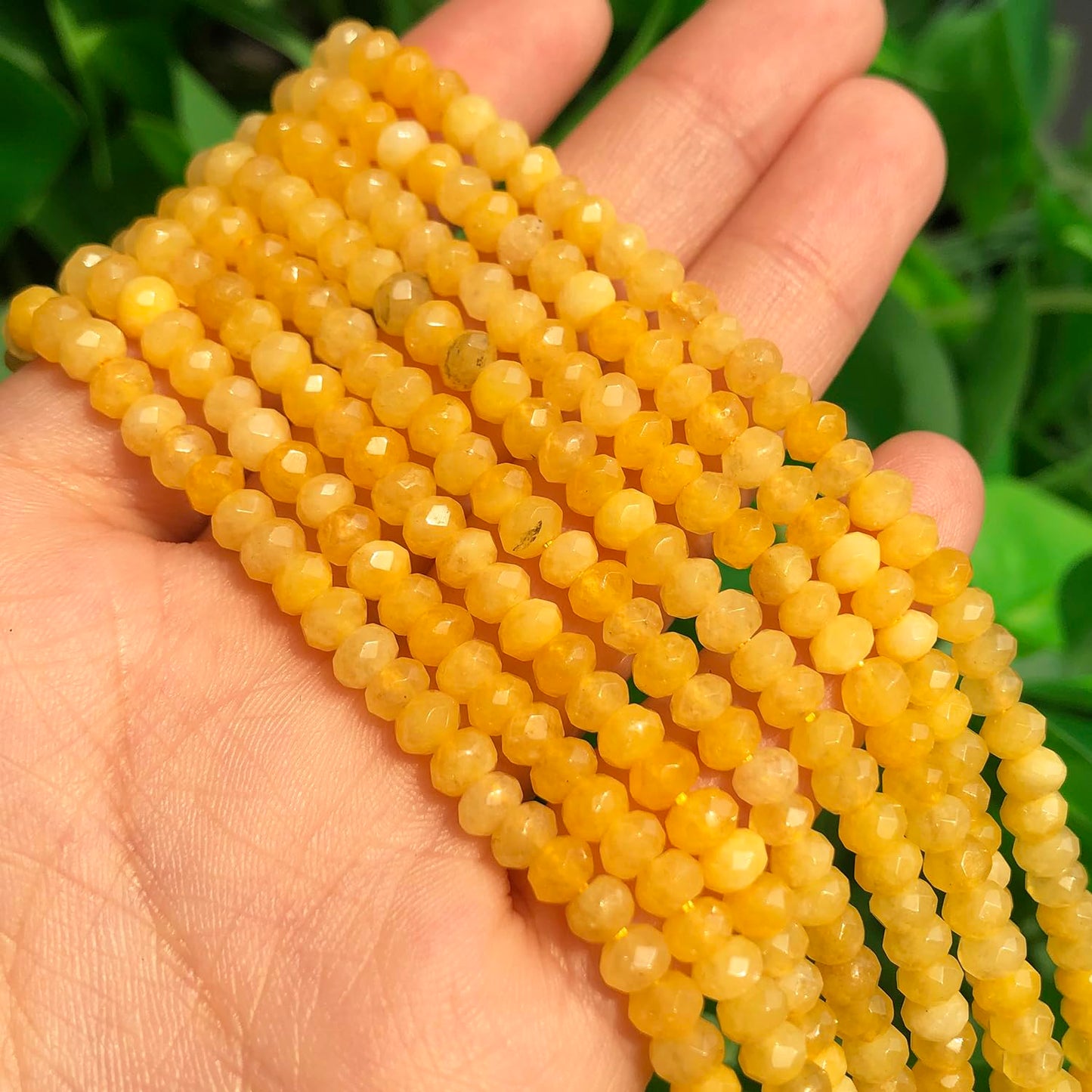 2 String 220PCS 3x5mm Natural Yellow Chalcedony Stone Beads for Jewelry Making, Songxi Facted Loose Gemstone Beads for DIY Bracelet Necklace Making Supplies with Energy Healing Chakra Power
