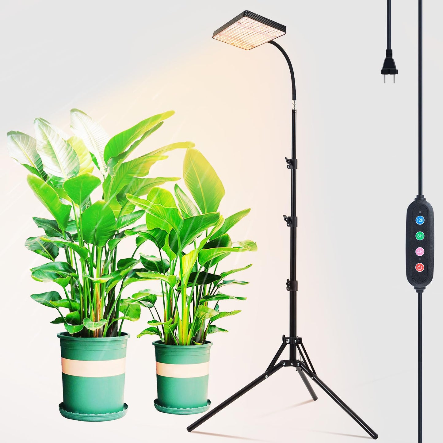 GroCruiser 2026 Grow Light on Stand for Indoor Tall Plants, Bonsai Tree, Bright Natural Sunlight Full Spectrum, 4/8/12/16/20H Timer, 25 Watt Power Draw, NO Need Adapter, 24"-64" Height Adjustable