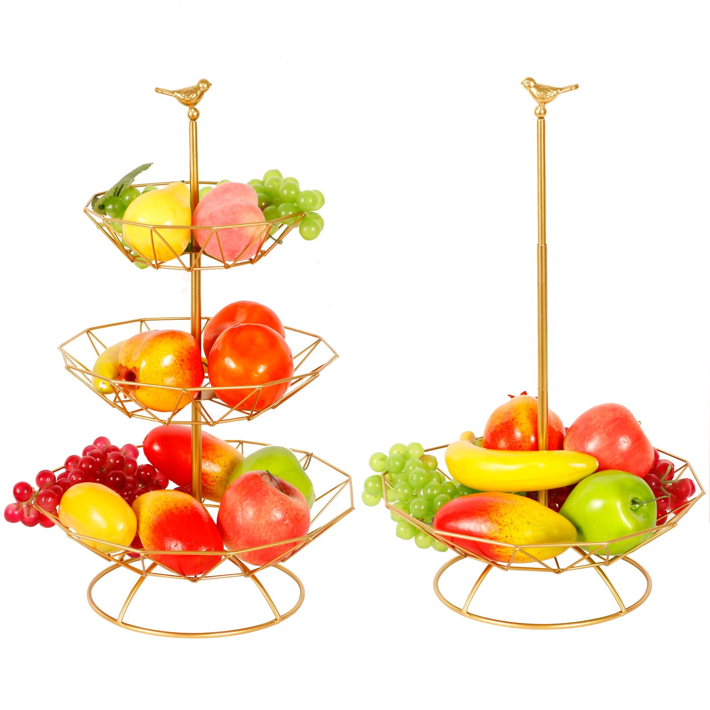 Fruit Bowl, RAUVOLFIA 3-Tier Fruit Basket Fruit Stand Holder for Kitchen, Kitchen Counter & Dining Table Organizer for Fruits Snacks Vegetables