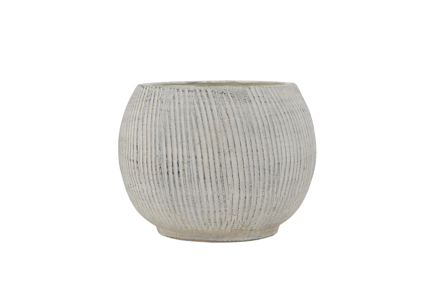 Creative Co-Op Distressed Cream Terracotta Planter with Fluted Texture