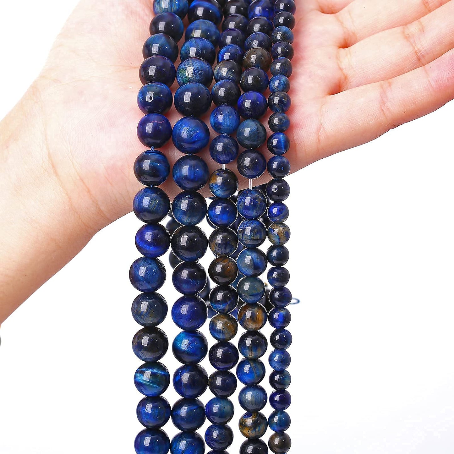 Lapis Lazuli Blue Tiger Eye Beads Natural Stone Round Loose Beads Energy Gemstone Healing Power for Jewelry Making 1 Strand 8mm 46pcs 15"