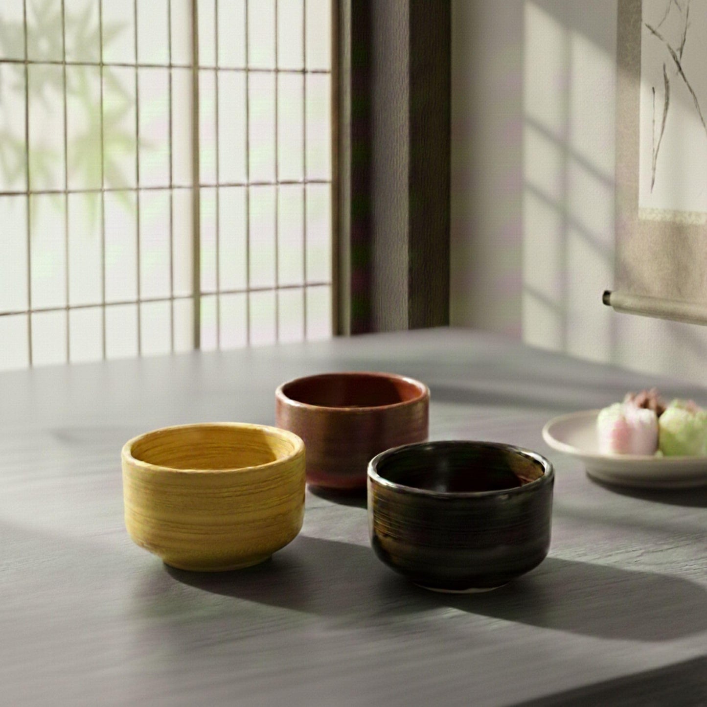 Product of Gifu Japan Ceramic Matcha Bowl, Handmade Chawan Japanese Green Tea Cup, Matcha Mixing Bowl, 400ml 13.6 oz, Brush Stroke Pattern, Black