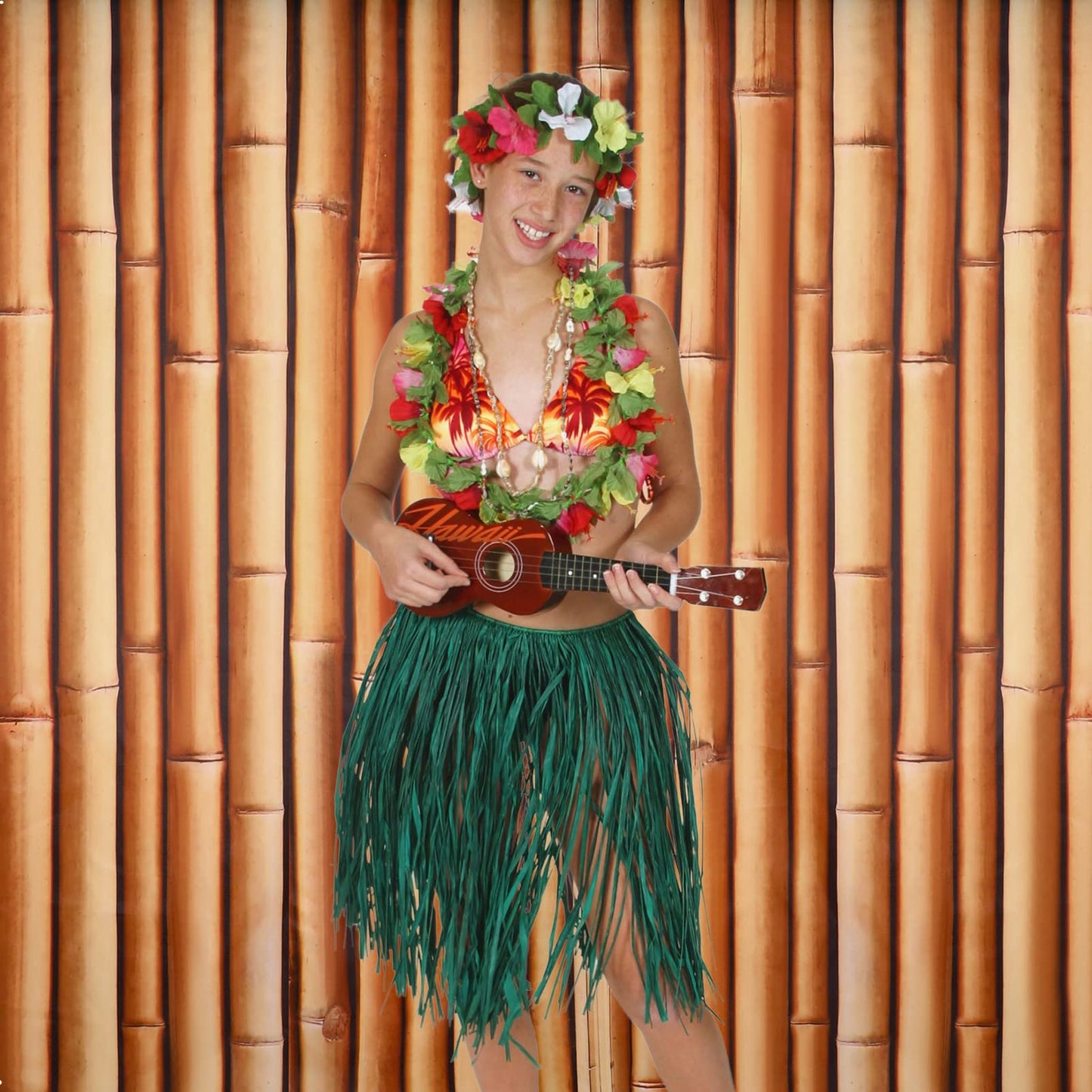 Buryeah Bamboo Wall Panel, Natural Bamboo Backdrop, Interior Wall Decoration Tiki Photo Backdrop Summer Hawaiian Beach Polyester Fabric Photography Christmas New Year Party Supplies(8 x 6 ft)