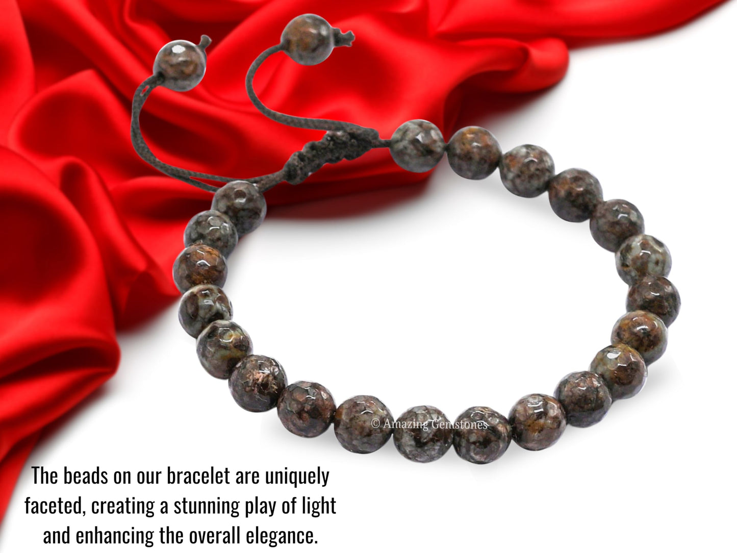 Amazing Gemstone Brown Snowflake Obsidian Bracelet for Women - Chakra Mens Bracelet Protection Crystals and Healing Stones - Blessing Bracelet Spiritual Meditation Gift Christmas