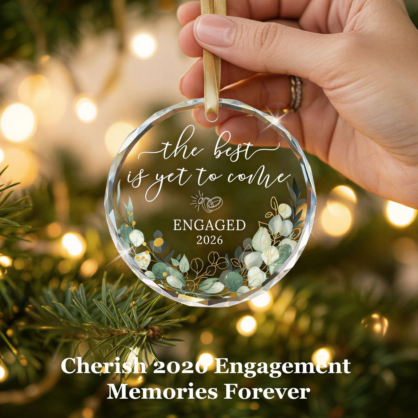 Emibele Engagement Gifts for Couples, Crystal Glass Engagement Gift for Newly Engaged Couples, Fiancee, Fiance, Just Engaged Decorations Bride to Be Gifts for Her, Round Crystal Ornament 2026