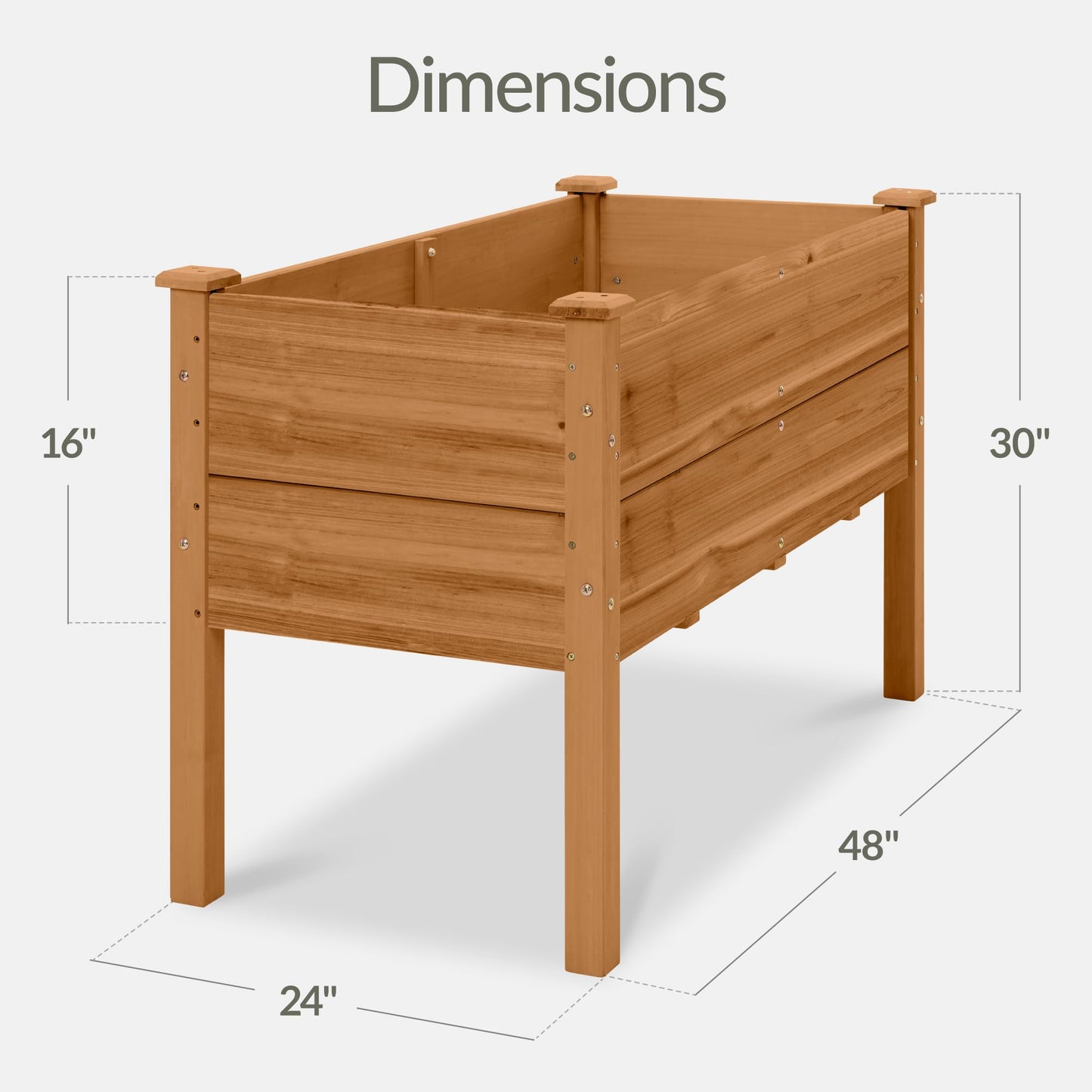 Best Choice Products 48" x 24" x 30" Raised Garden Bed with Extra Deep 16" Depth, Elevated Wood Planter Box Stand for Backyard, Patio, Balcony, Natural Fir Wood - Acorn Brown