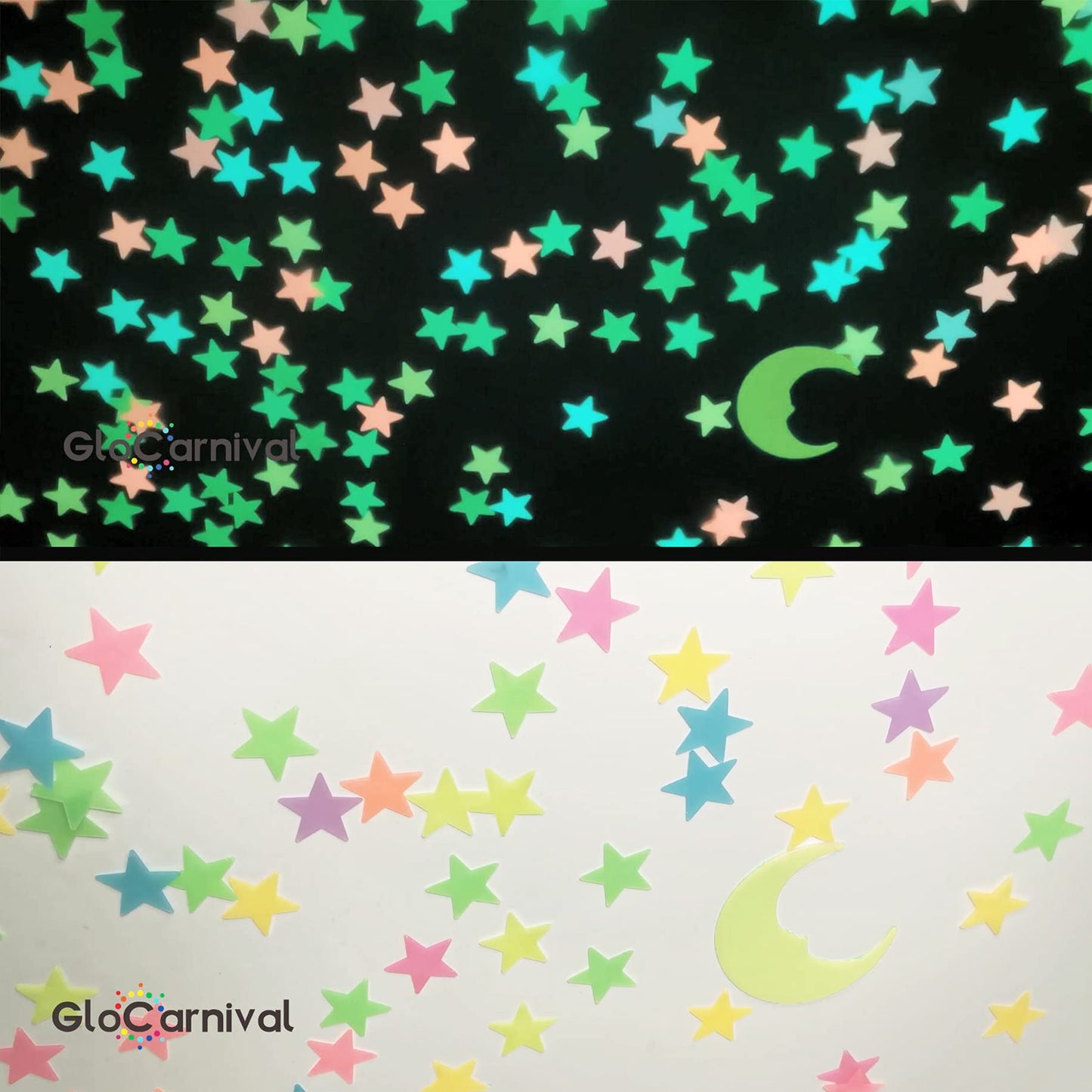 Glow in The Dark Stars Stickers for Ceiling, Adhesive 200pcs 3D Glowing Stars and Moon for Kids Bedroom,Luminous Stickers Create a Realistic Starry Sky,Room Decor,Wall Stickers