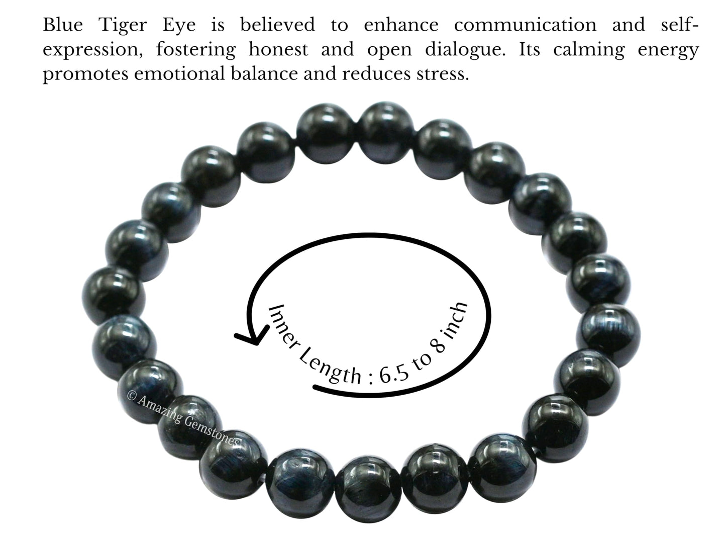 Amazing Gemstone Crystal Bracelet for Women Men's Gifts - Protection Healing Crystal Bracelet - 8mm Gemstone Beaded Stretchable Bracelet Pulseras Para Hombres Mujer Stocking Stuffers Mothers Day Gift (Blue Tiger Eye)