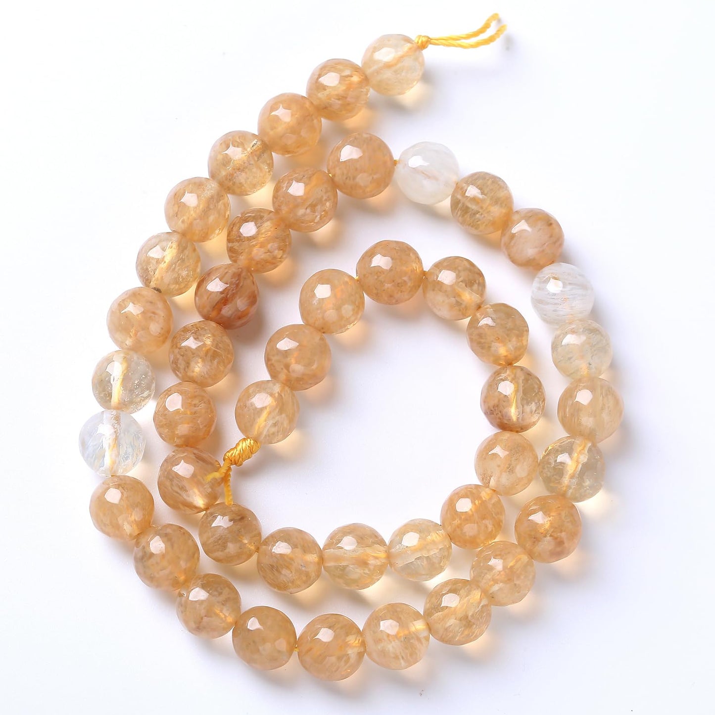 36pcs 10mm Natural Faceted Tea Watermenlon Jade Stone Beads for Jewelry Making Energy Healing Beads DIY Bracelet Necklace Accessories 15" (10mm, Faceted Tea Yellow Jade)