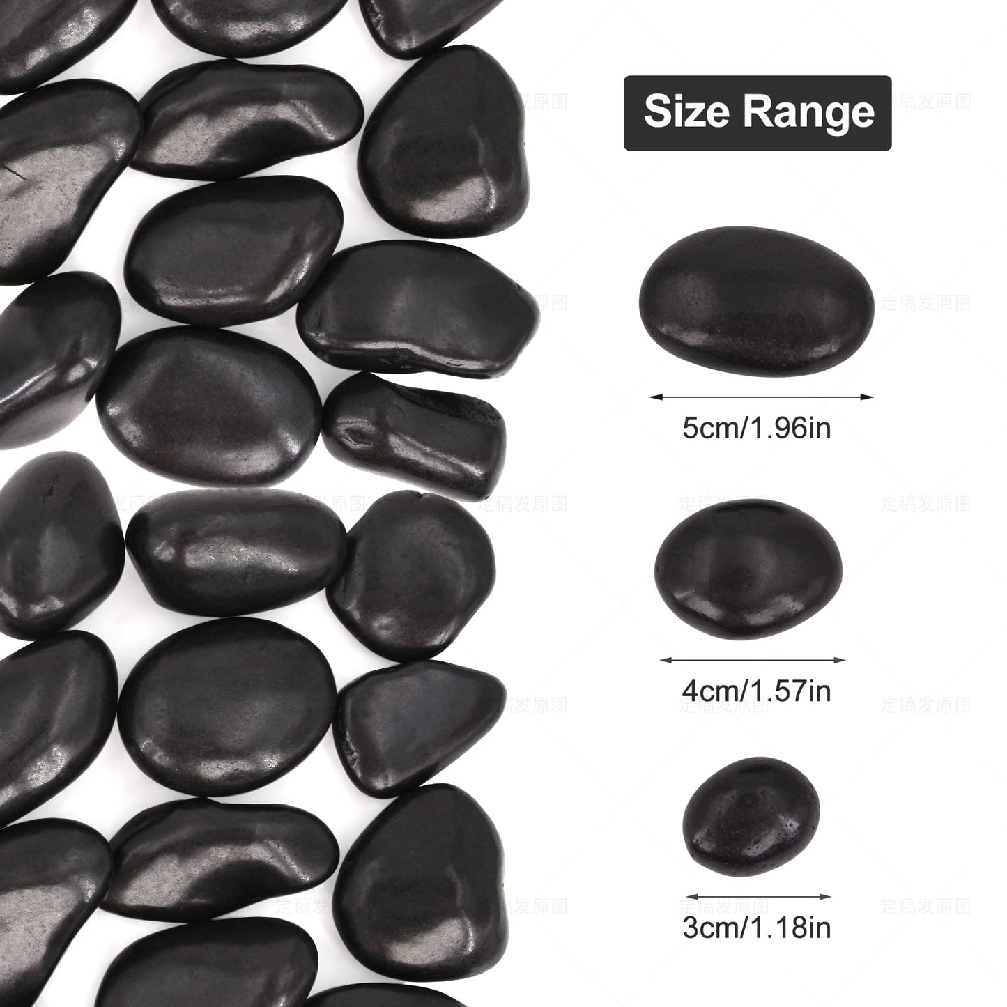Lechloris 20Ib Black River Rocks for Landscaping-Polished Pebbles for Plants-Garden Decorative Stones-1-2 Large Plant Rocks,Ideal for Aquarium, Home Decor