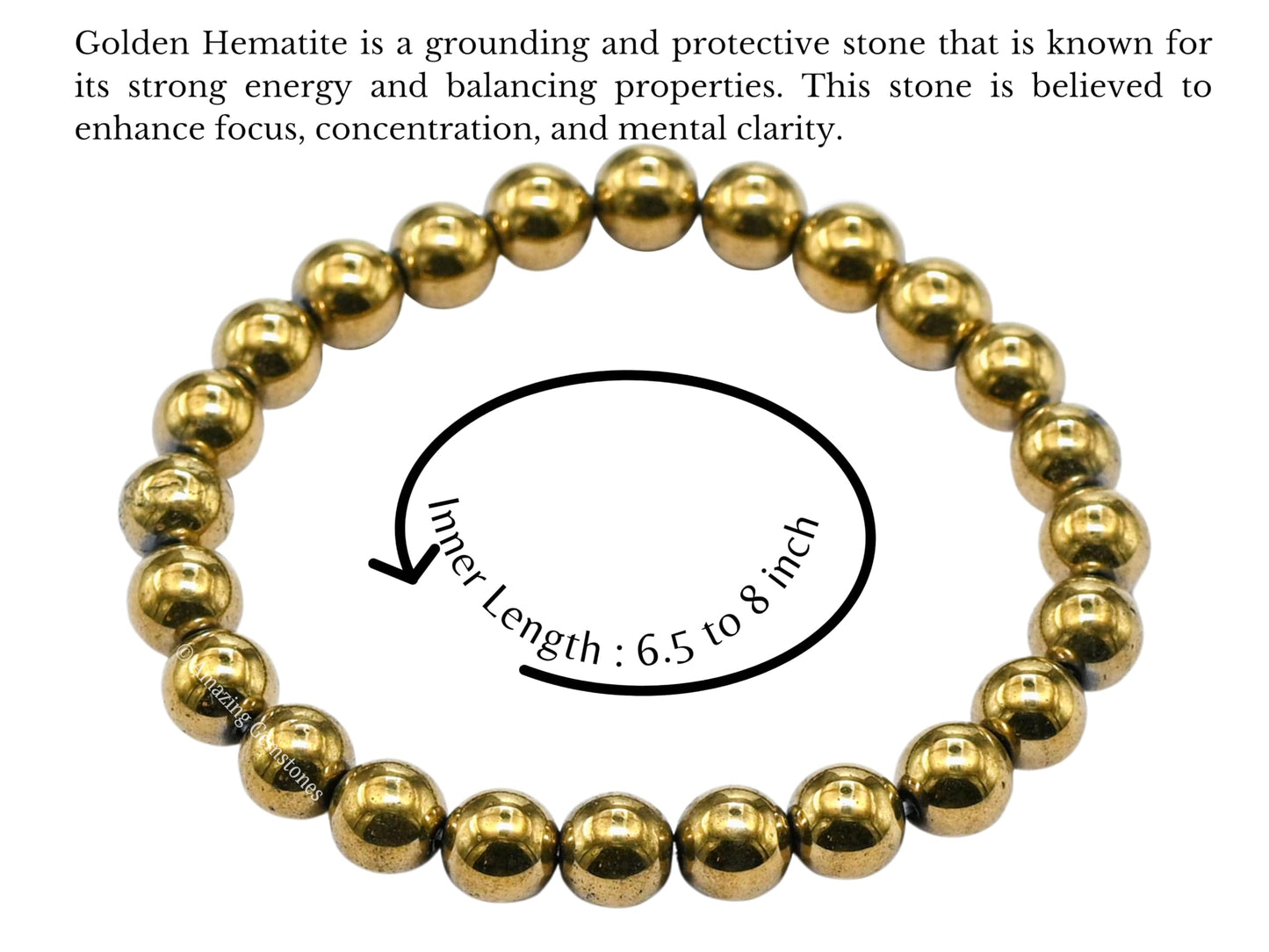 Amazing Gemstone Crystal Bracelet for Women Men's Gifts - Protection Healing Crystal Bracelet - 8mm Gemstone Beaded Stretchable Bracelet Pulseras Para Hombres Mujer Stocking Stuffers Mothers Day Gift (Golden Hematite)