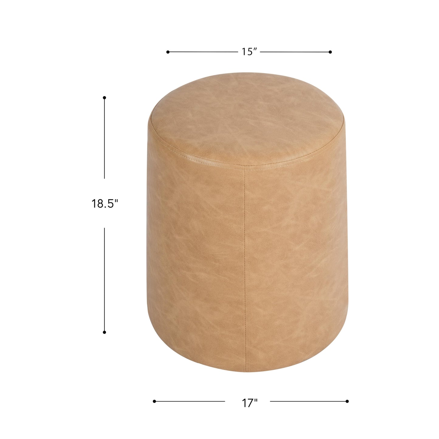 HomePop Faux Leather Organic ShapeOttoman (No Lid, Seat Only) | HomePop Home Décor | Round Pouf Foot Rest – Sand Faux Leather