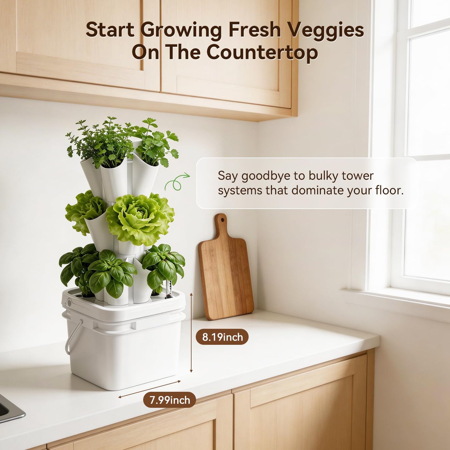 BAOSHISHAN Hydroponic Growing System, 15 Pods Vertical 3 Tiers Hydroponic Tower, Countertop Hydroponic Garden Tower for Kitchen Windowsill Herb Vegetable
