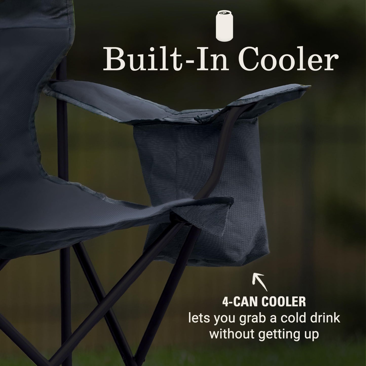 Coleman Portable Camping Chair with 4-Can Cooler, Cushioned Seat & Back with Side Pockets & Cup Holder, Carry Bag Included, Great for Camping, Tailgating, Firepits, Patio, & More