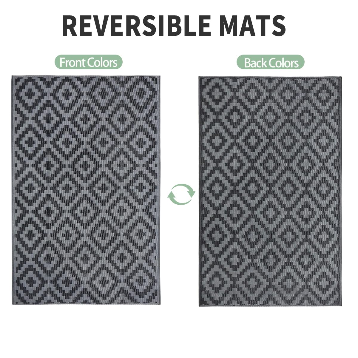 Waterproof Outdoor Rug Reversible Design Winter Snowproof Carrying Handbags Multiple Sizes Suitable for Patio Garden Beach Picnic RV Camp Garage Kids Room