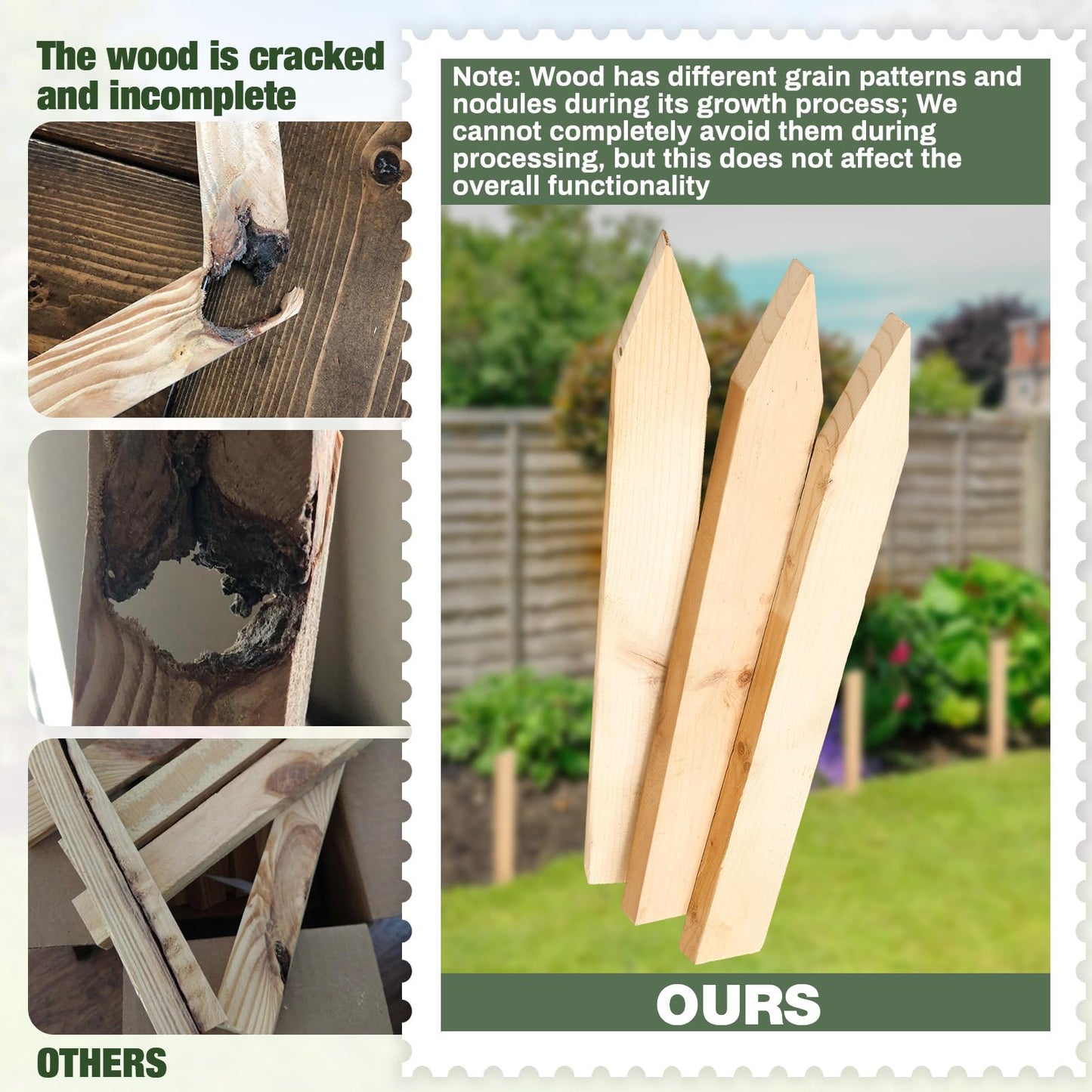 Colingmill 48 Pieces Wooden Garden Stakes 12 Inch Grade and Survey Stakes Wooden Garden and Sign Posts for Plant Support Silt Fence Yard Farm Survey Boundaries Baselines