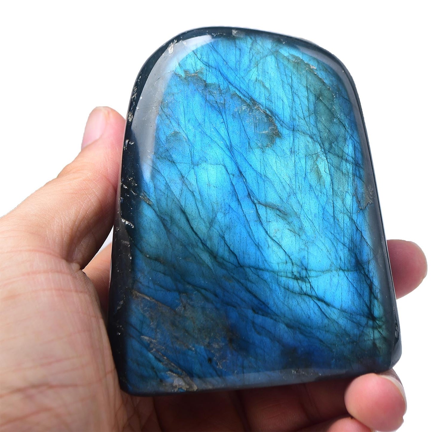 FZBHRO Large Labradorite Rock Polished Slab Block Healing Crystal Stone for Meditation Gift Home Decor 1.7-2.2 Pound