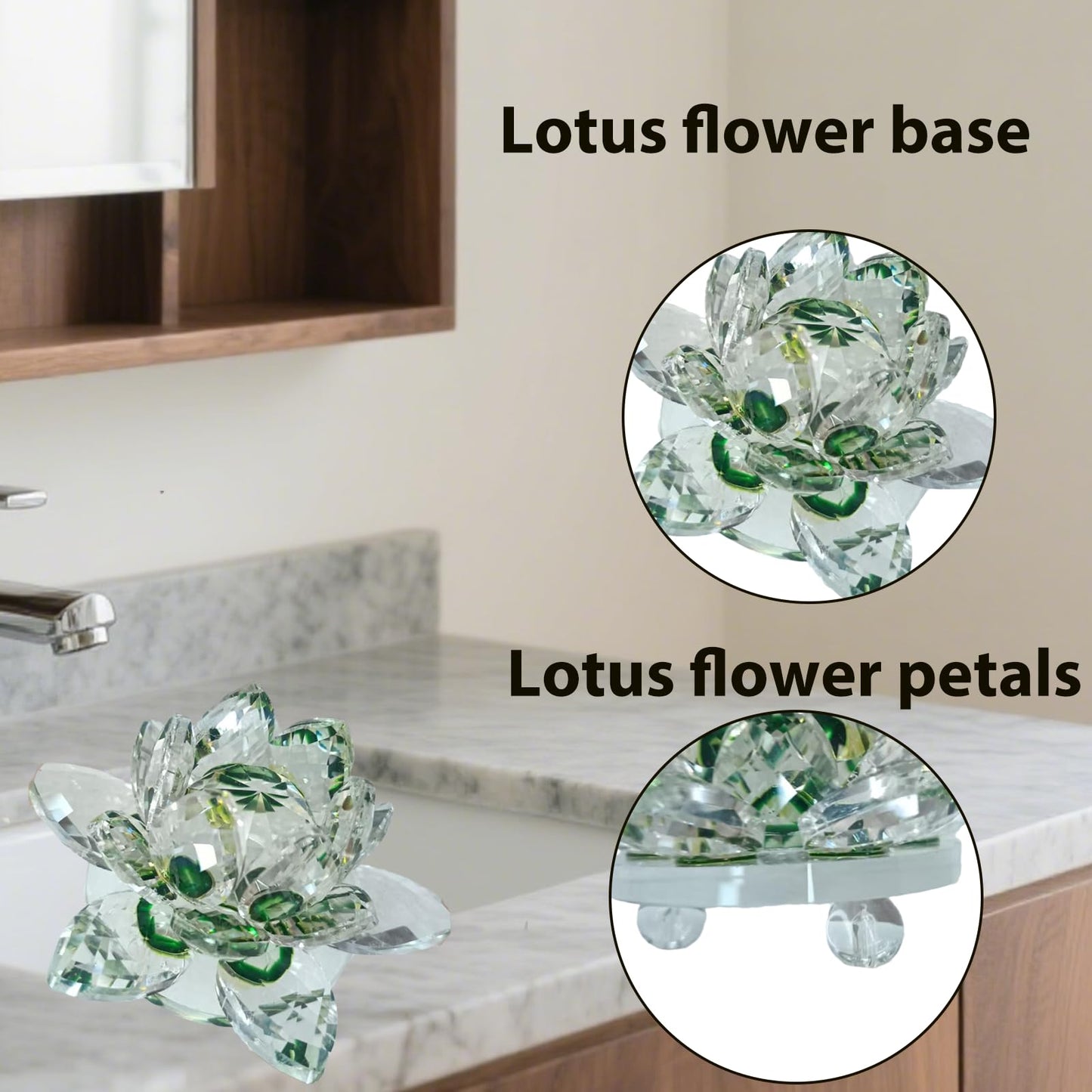Crystal Figurine Flower Decor Glass Ornaments Transparent Crystal Figurine for Home,Office,Gift Decoration(Green)
