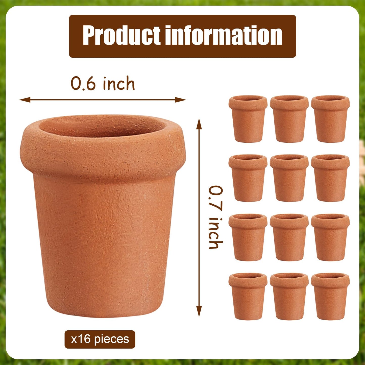 Skyley 16 Pcs Small Mini Clay Pots 0.6 Inch Terracotta Pot Small Flower Pot for Crafts Doll House Flower Pots for DIY Garden Plants and Office Desktop Windowsill Decoration