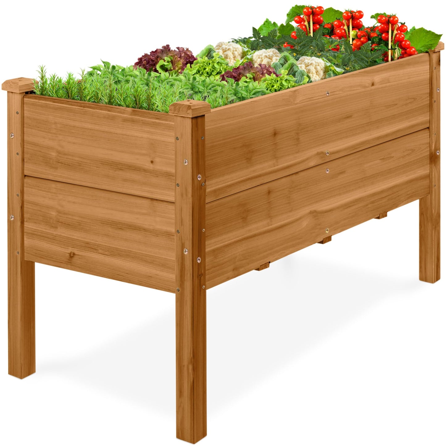 Best Choice Products 48" x 24" x 30" Raised Garden Bed with Extra Deep 16" Depth, Elevated Wood Planter Box Stand for Backyard, Patio, Balcony, Natural Fir Wood - Acorn Brown