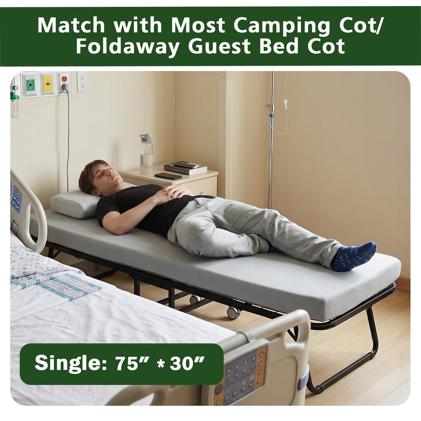 Selectico 3.5" Extra Thick Foam Camping Mattress, Waterproof Cover & Travel Bag, Portable Sleeping Pad for Car/Tent/Cot/SUV/Trunk/Floor/Guest Bed(Single)
