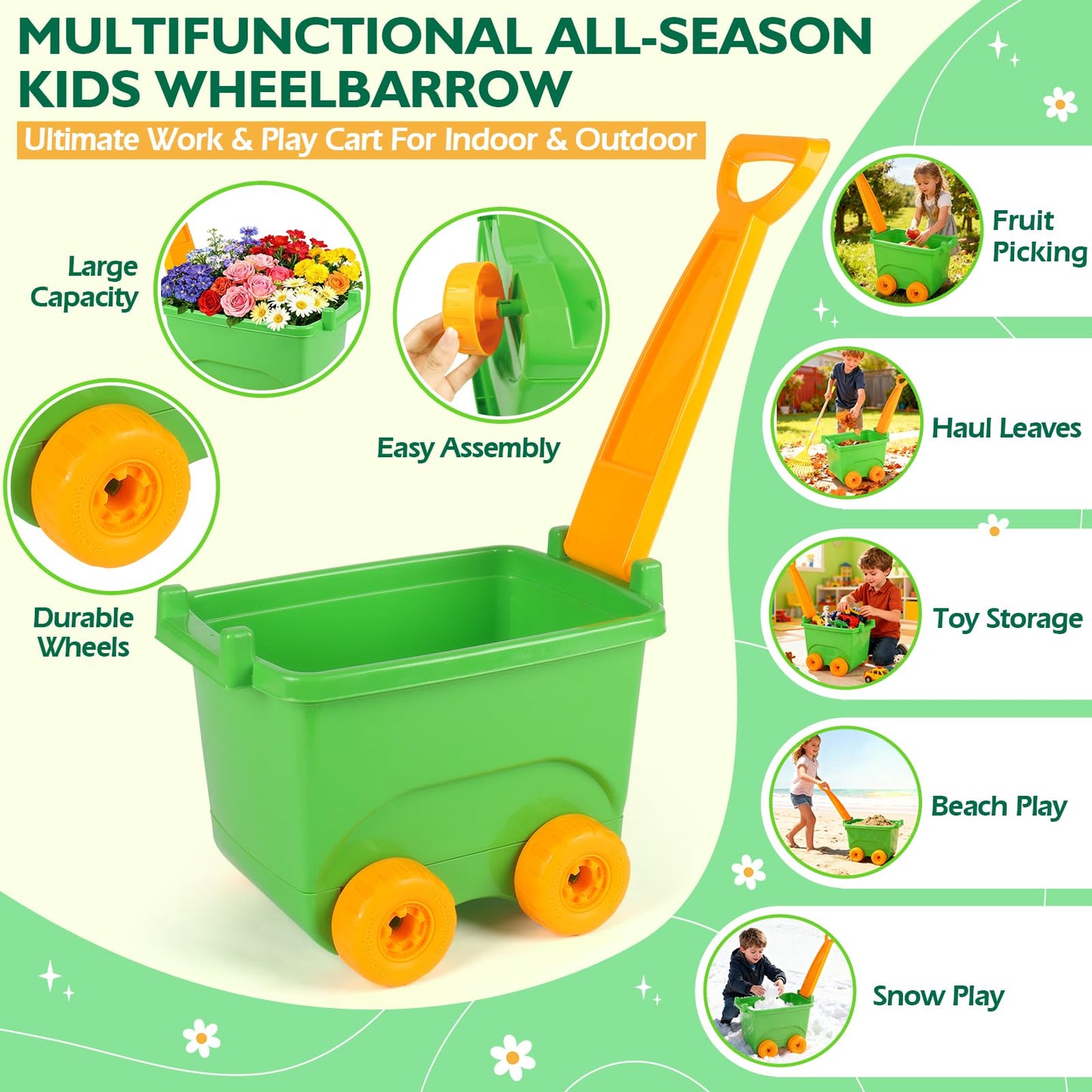 Kids Gardening Set, Outdoor Toys with Wheelbarrow and Kids Garden Tools, Toddler Gardening Set with Repotting mat, Gloves, Apron, Watering Can, Pretend Play Learning Toys for Kids Boys and Girls 3-8