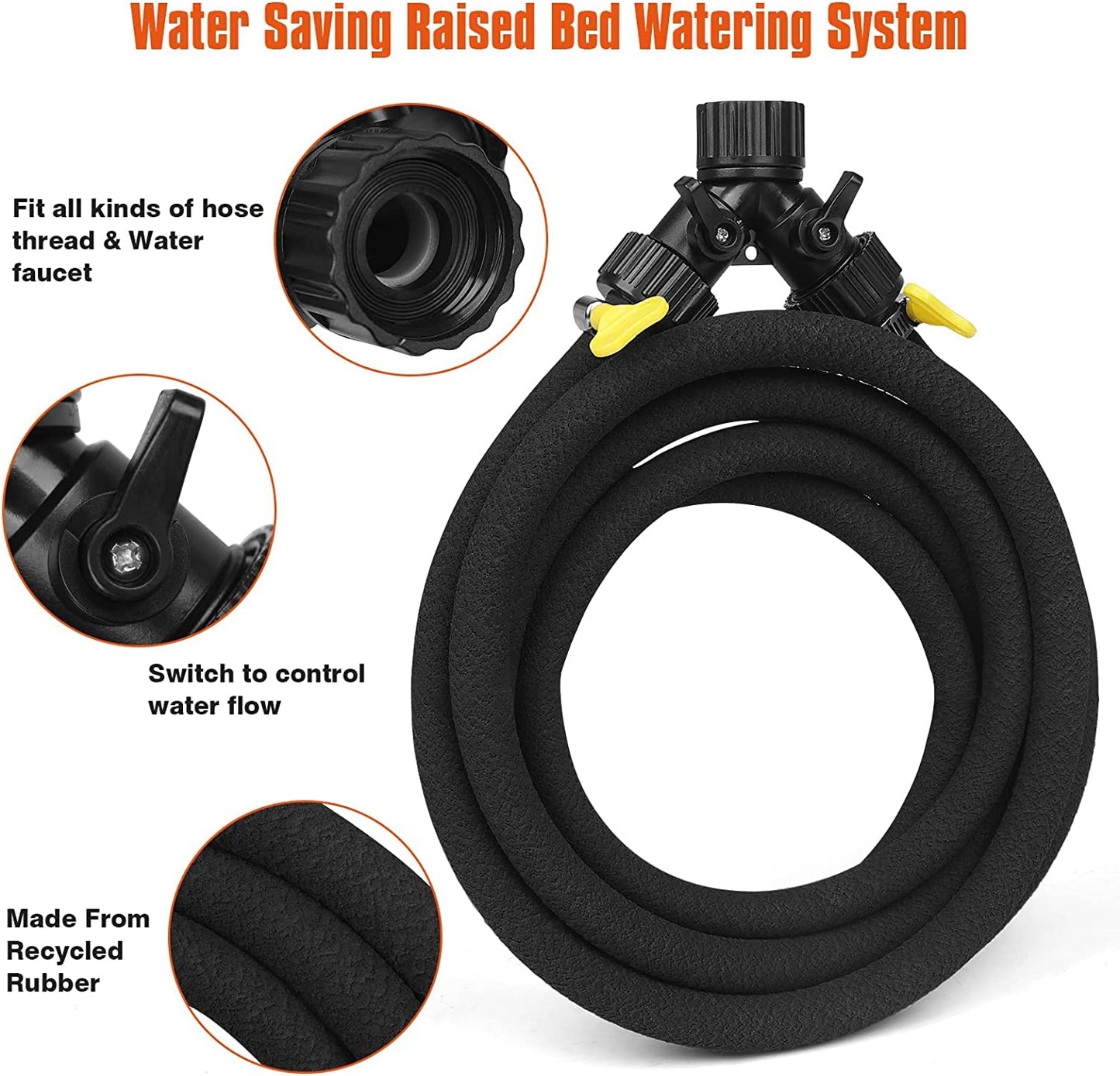 Zixixiz 10FT 1/2-Inch Soaker Hose for Trees, Garden Soaker Hose Ring with Y Splitter,Leak-Resistant Watering System