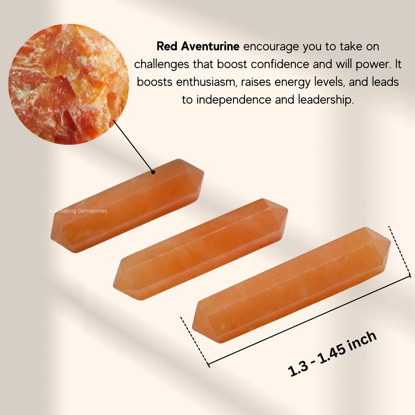Amazing Gemstone Red Aventurine Crystal Points Bulk Healing Crystals - Pack of 3 Double Terminated Healing Wand Point Bulk Crystals for Crafts, Crystal Grid, DIY Work - Premium Crystals