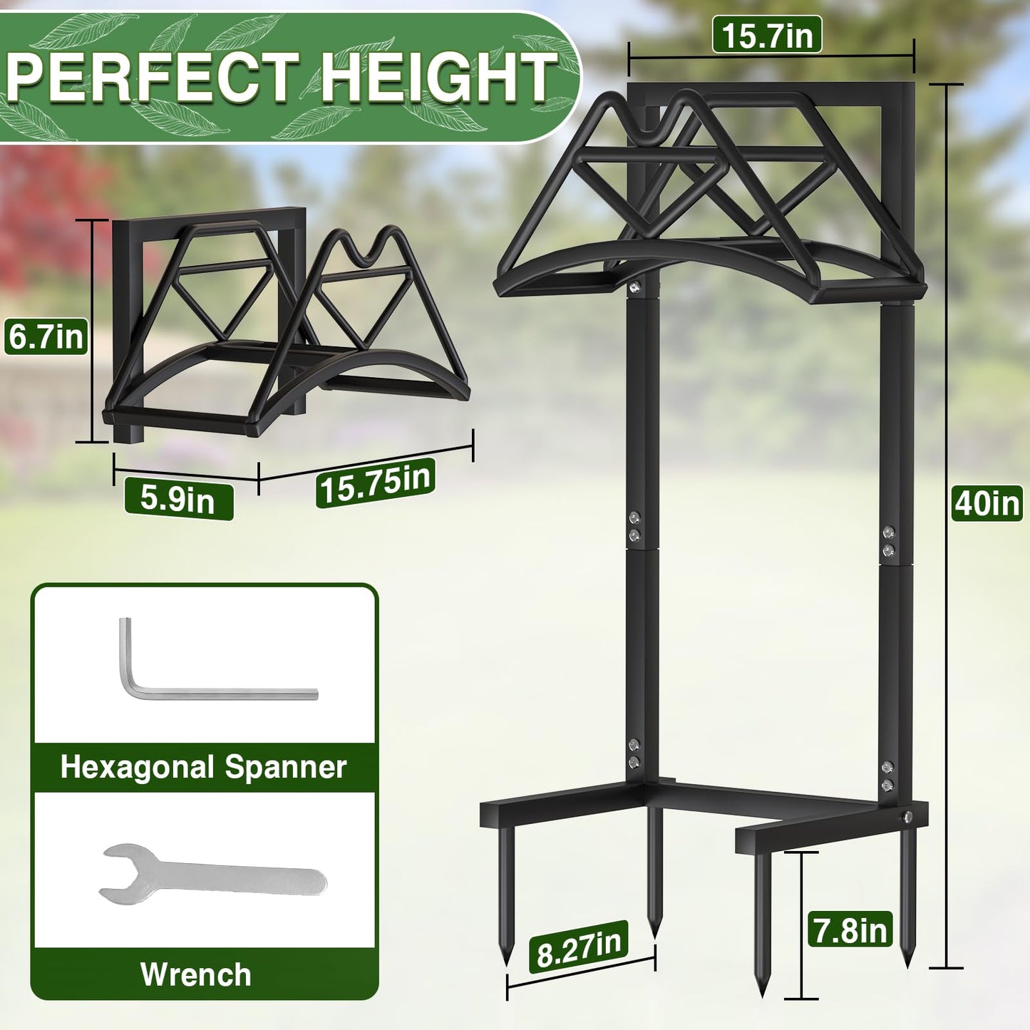 Qatsrin New Garden Hose Holder, Heavy Duty Freestanding Water Hose Holder Stand Holds 160-feet Hose, Detachable Hose Storage Reels Hanger Rack for Outside Yard Lawn Farm