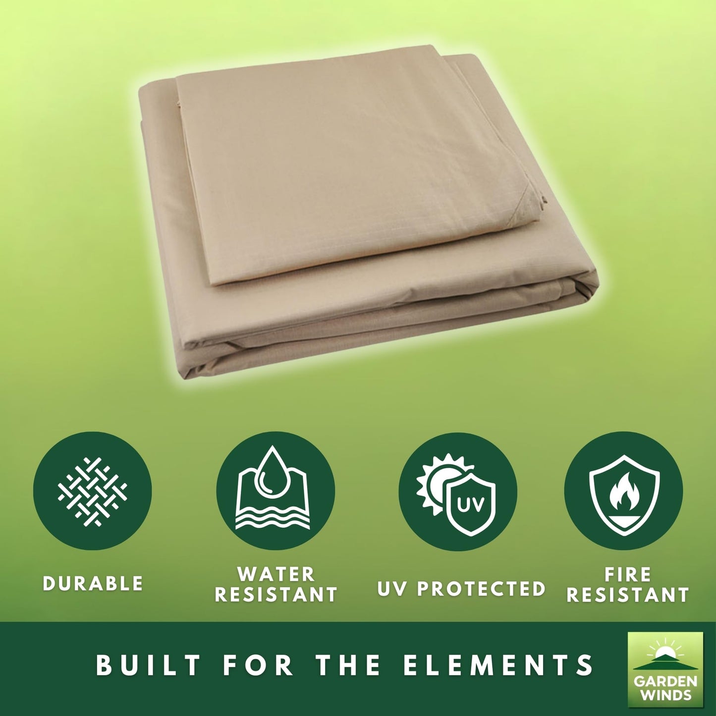 Garden Winds Reinforced RipLock 350 Replacement Canopy Top Cover Compatible with 13' x 10' Gazebo Models 5LGZ2001-PU, 272-0648 - Beige