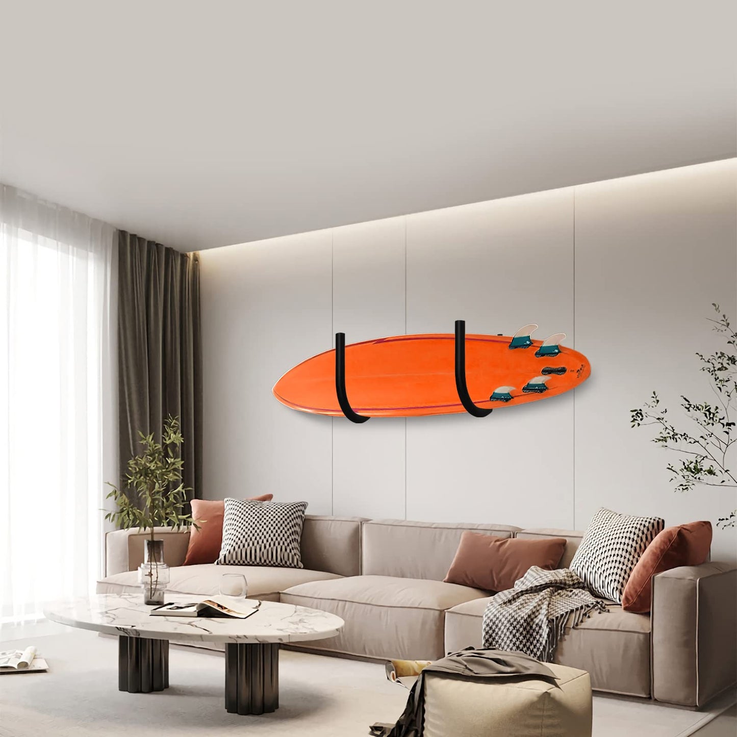 TWO STONES Surfboard Rack for Wall, Paddle Board Rack Storage for Ceiling/Wall, Heavy Duty Surfboard Wall Mount to Display SUPs, Paddleboards, Longboards, Indoor and Outdoor