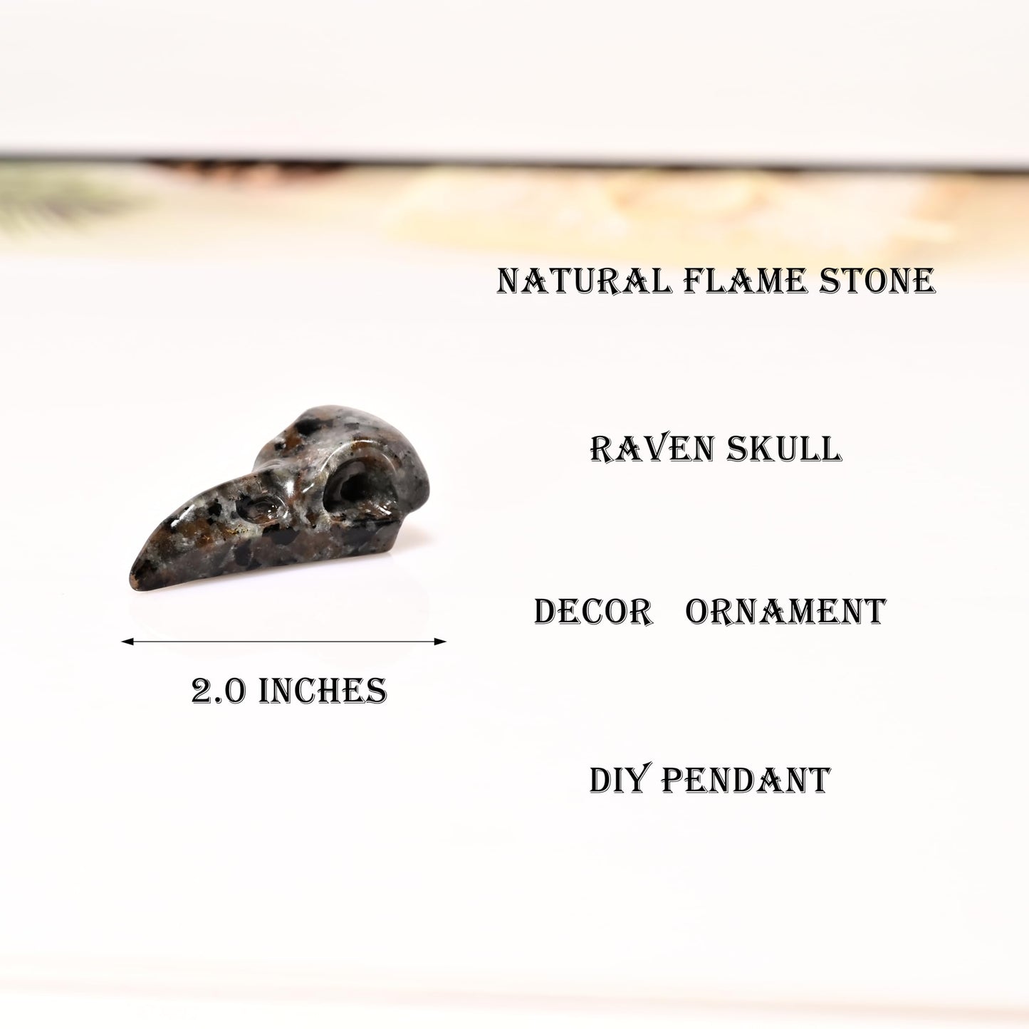DZJXBZhu Flame Stone Raven Skull Figurine Crystal Healing Stone Spiritual Meditation Pocket Figurine Natural Gemston Hand Carved Polished Home Room Office Desk Decoration Gift Collect