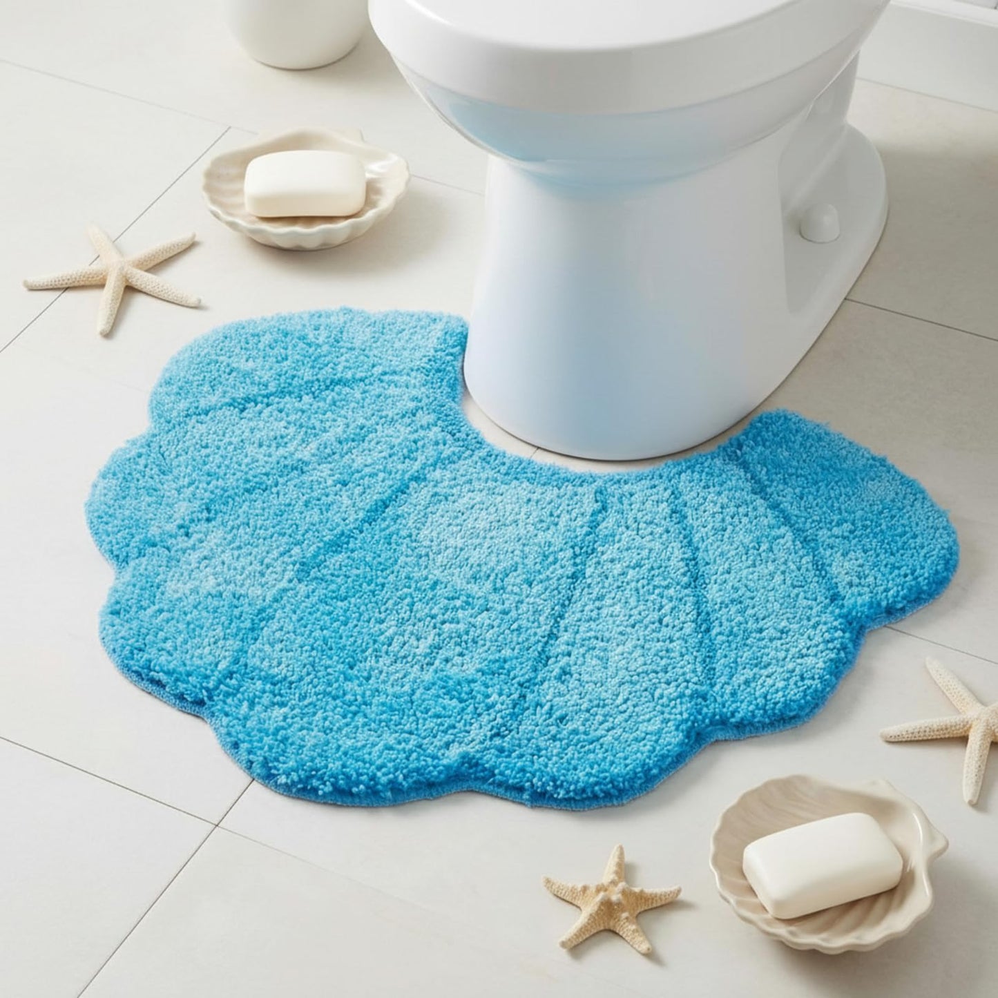 Drydiet Toilet Rug U Shaped Washable Soft and Absorbent Bathroom Rugs Non Slip Bath Mat Machine Wash Bathroom Contour Rug for Toilet Base, 24 x 20 Inch(Shell)