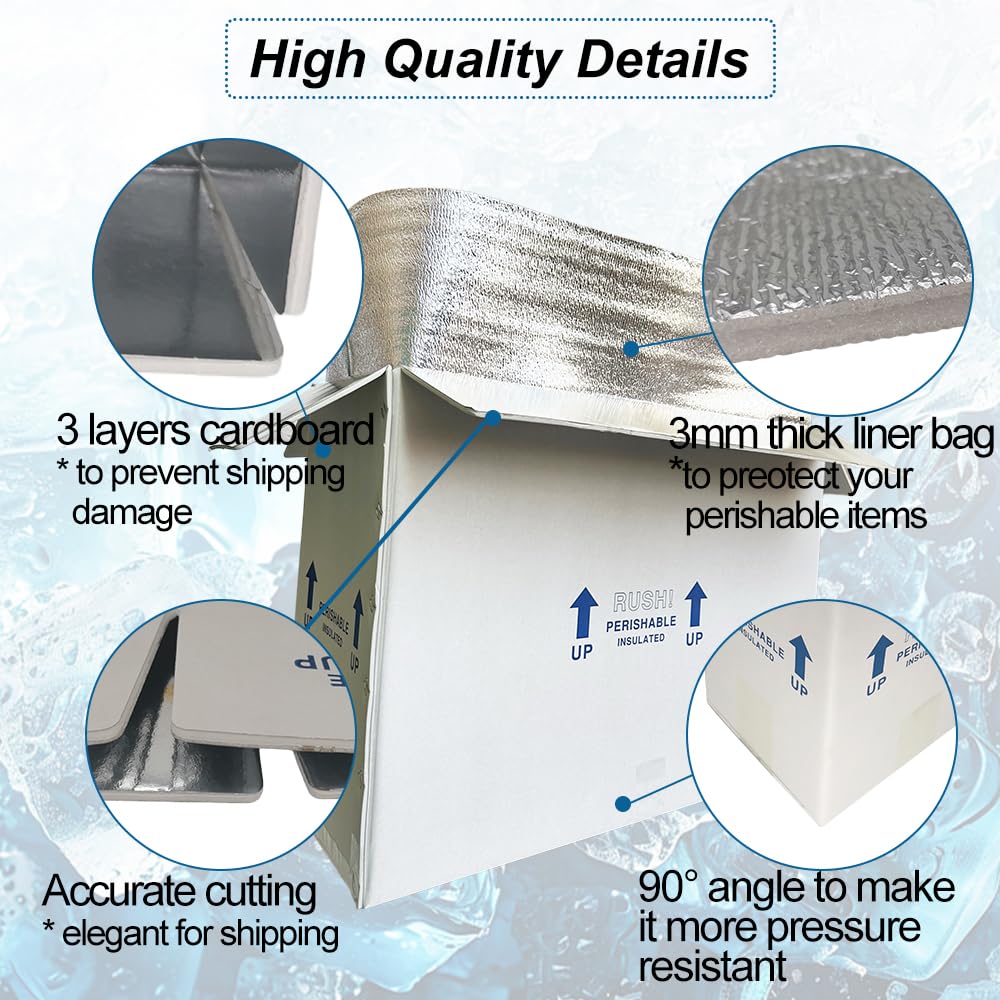 ROTCH Insulated Shipping Boxes with Liners, 4 Pack 26x11x19'', Cold Shipping Box Coolers for Perishable Frozen Food, White (T261119-4L-W)