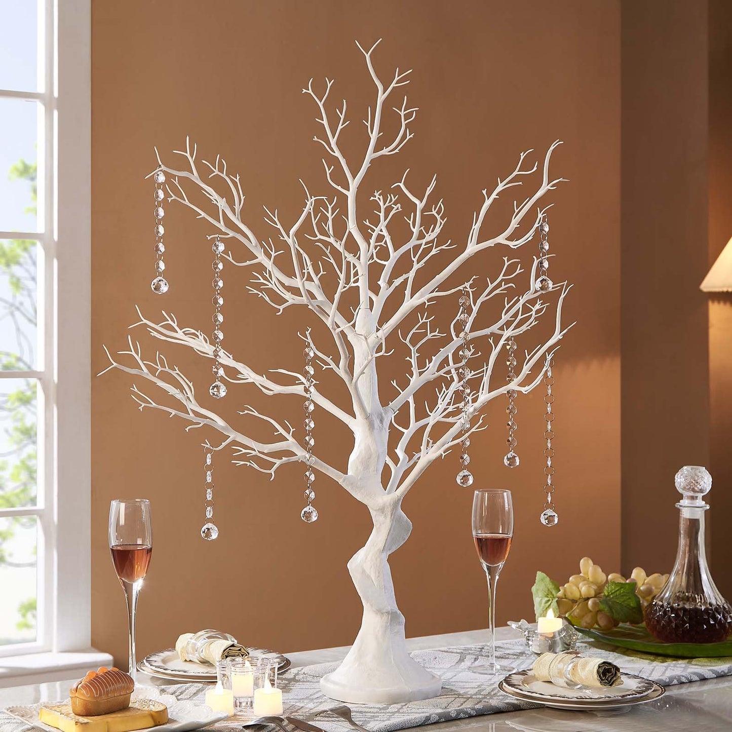Panlaolao 33 Inch White Easter Tree Centerpiece - Spring Wedding Table Decor with Manzanita Branches for Easter, Birthdays, Baby Showers, Valentine's Day | Reusable Holiday Display with Easy Assembly