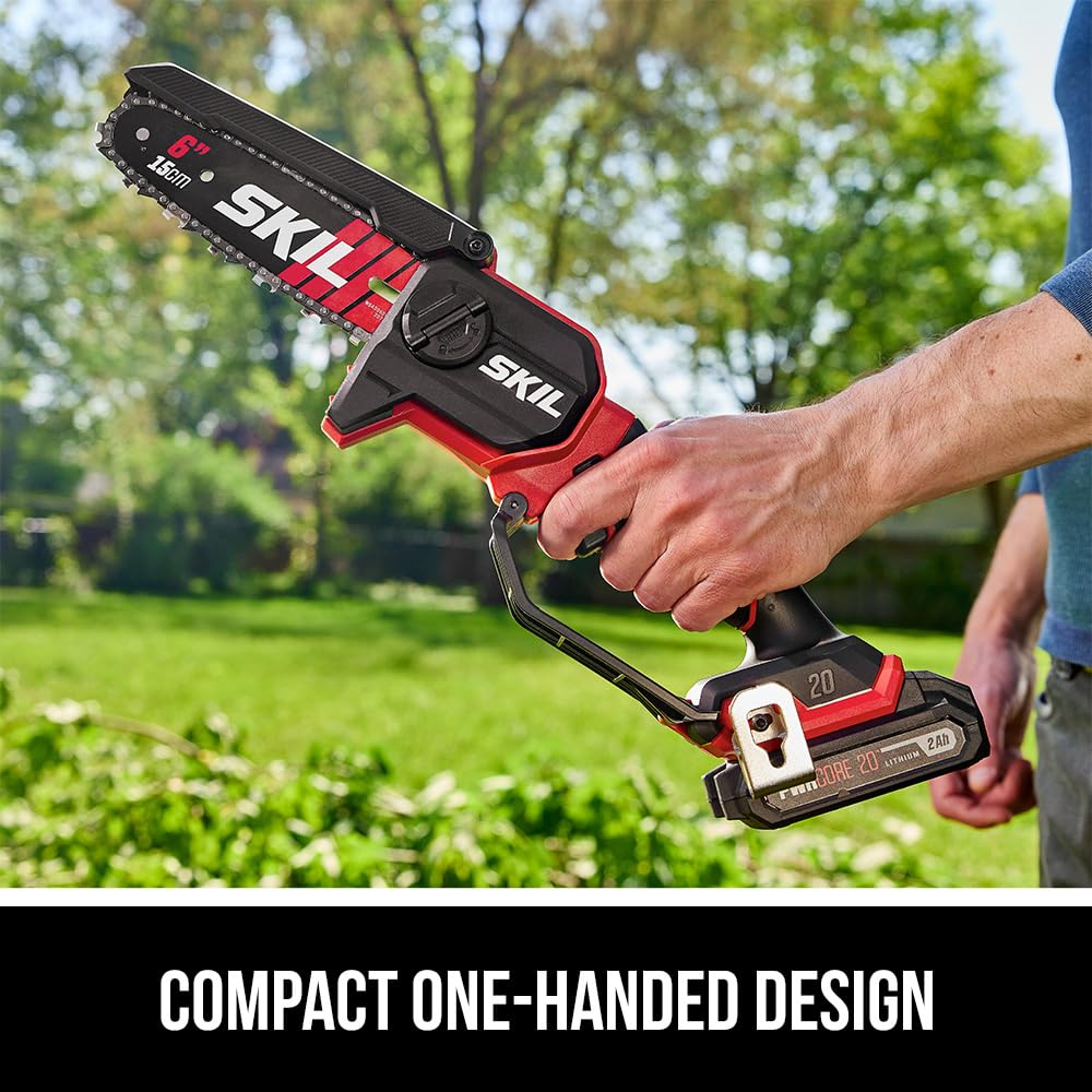 SKIL PWR CORE 20 Brushless 20V 6" Mini Chainsaw Kit including 2.0Ah Battery and Charger-PR0600B-11