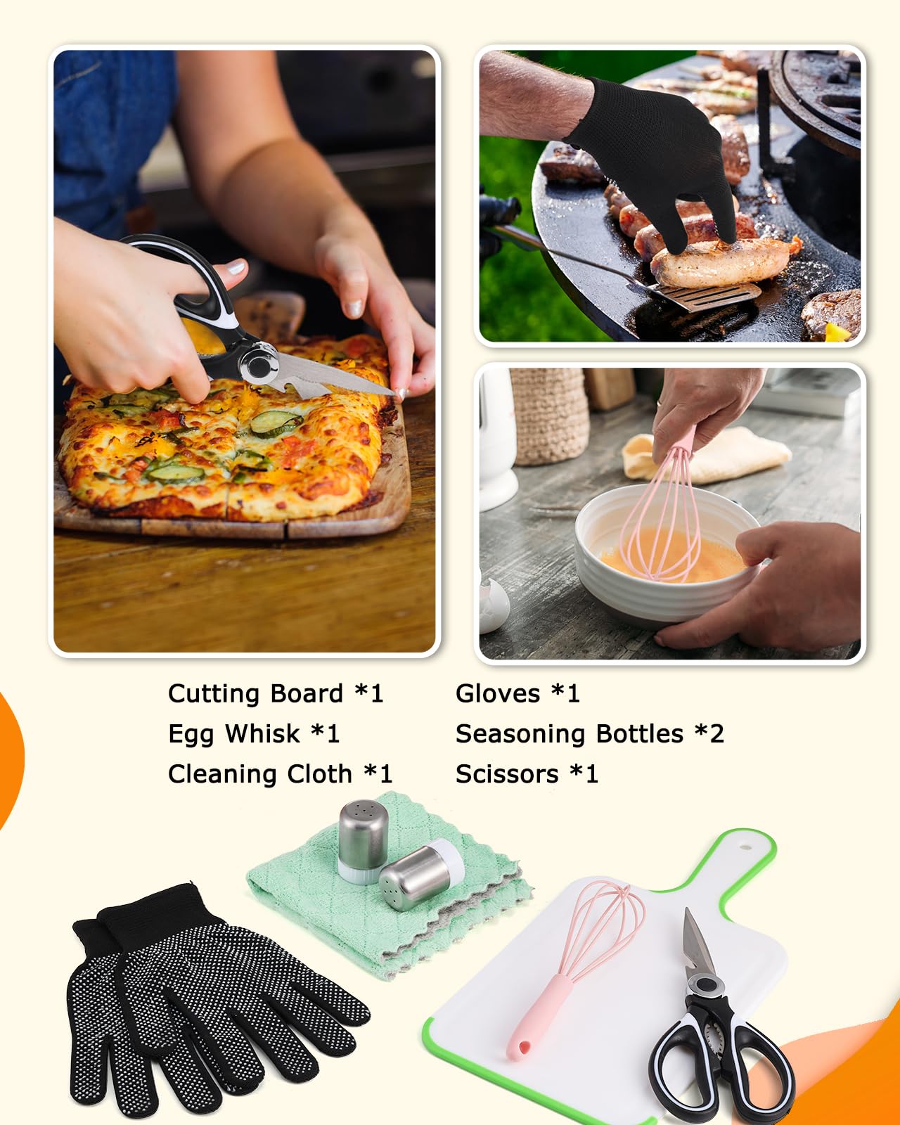 Hozzen 45-Pcs Camping Cooking Utensil Set - Car Camping Essentials Gear for Cooking and Grilling, Portable Camp Kitchen Set, Ideal Gift for RV Tent Camper, Picnics, BBQs, Parties